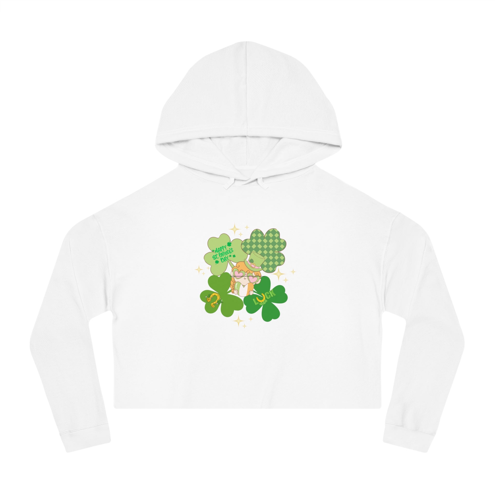 Retro St.Paddy's Day Women’s Cropped Hooded Sweatshirt