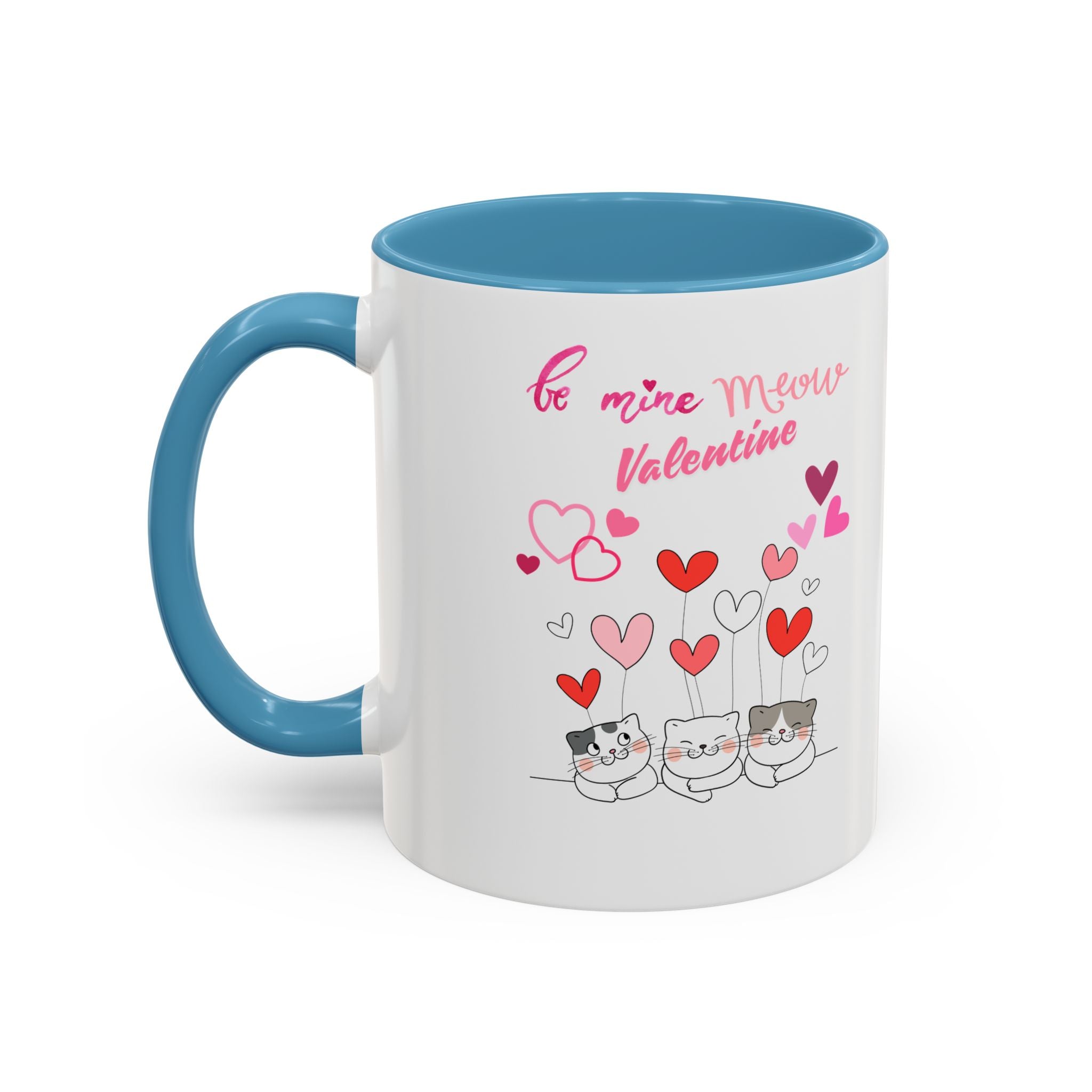 Meow Valentine's Day Accent Coffee Mug (11, 15oz)