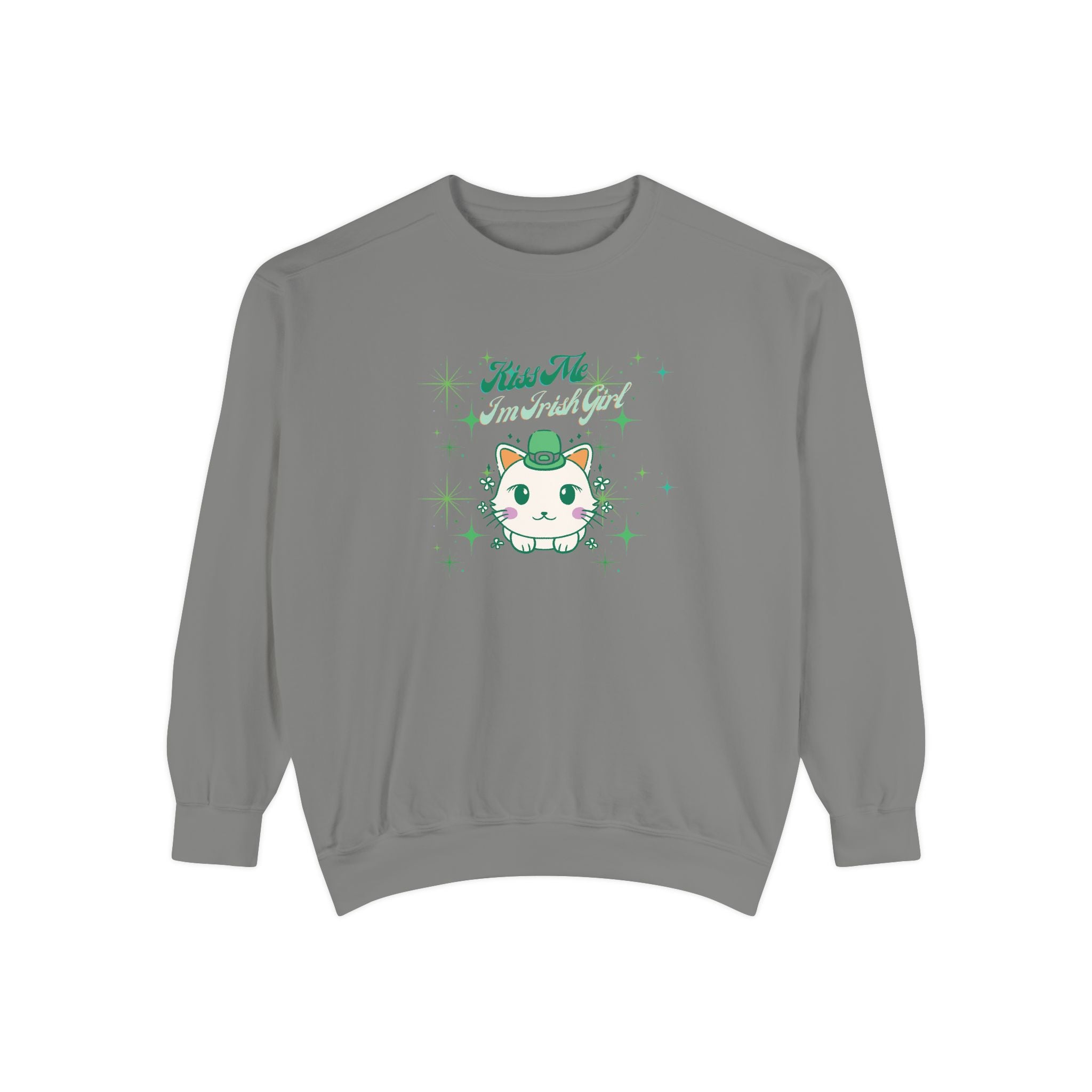 Kiss Me I'm Irish Cat Garment-Dyed Sweatshirt
