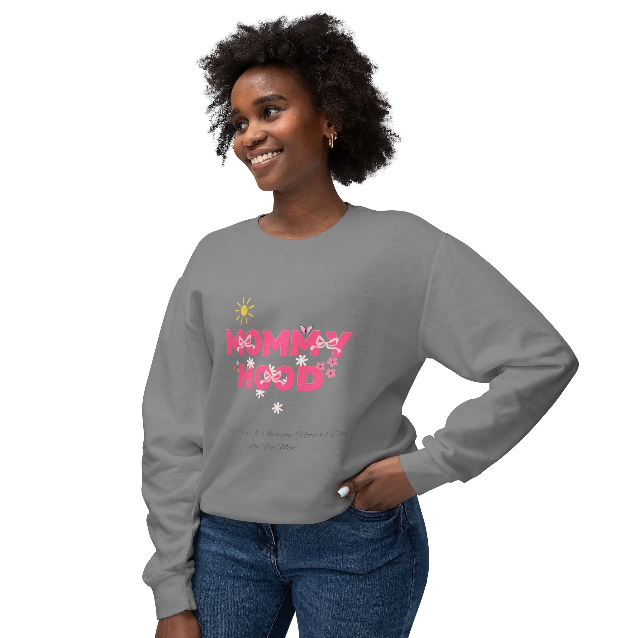 Mommy Hood Unisex Lightweight Crewneck Sweatshirt