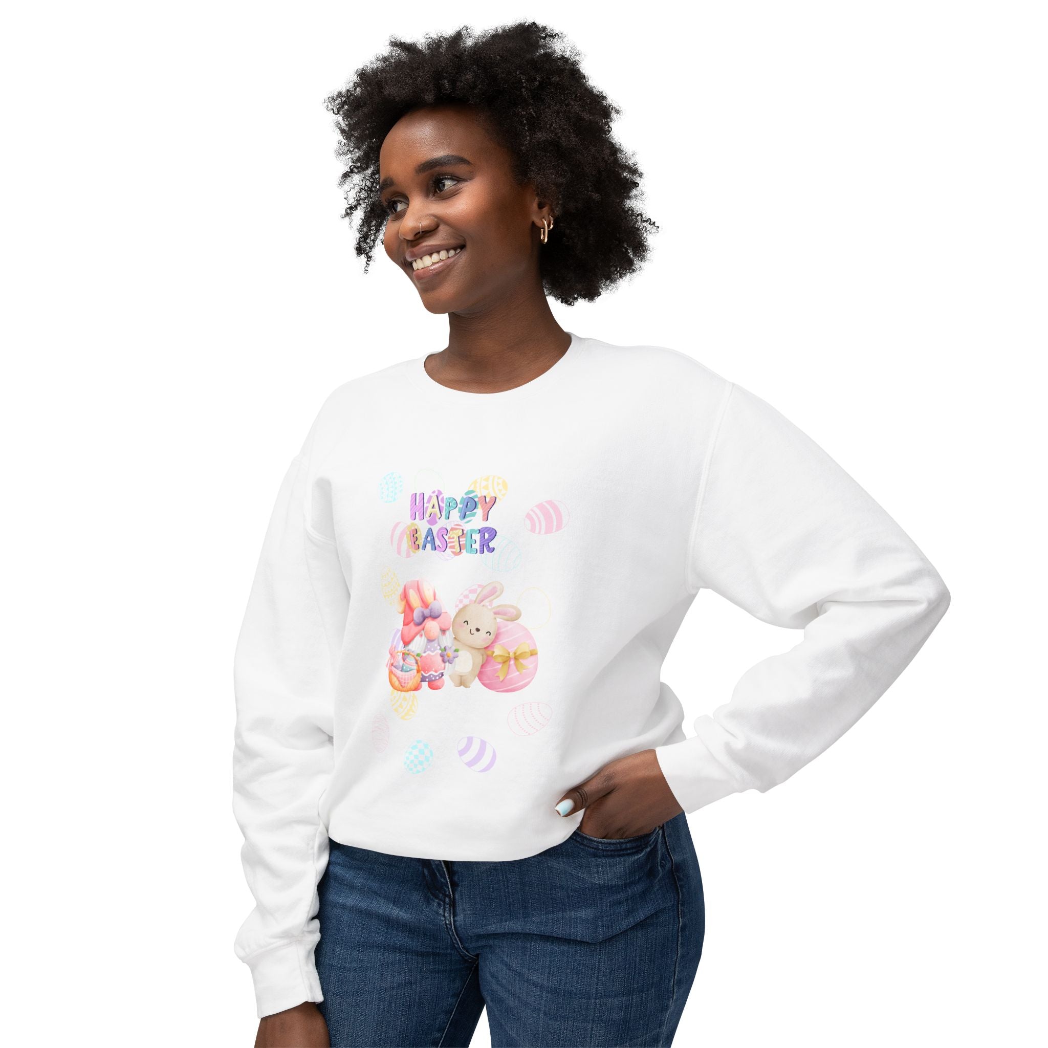 Easter Gnome Unisex Lightweight Crewneck Sweatshirt