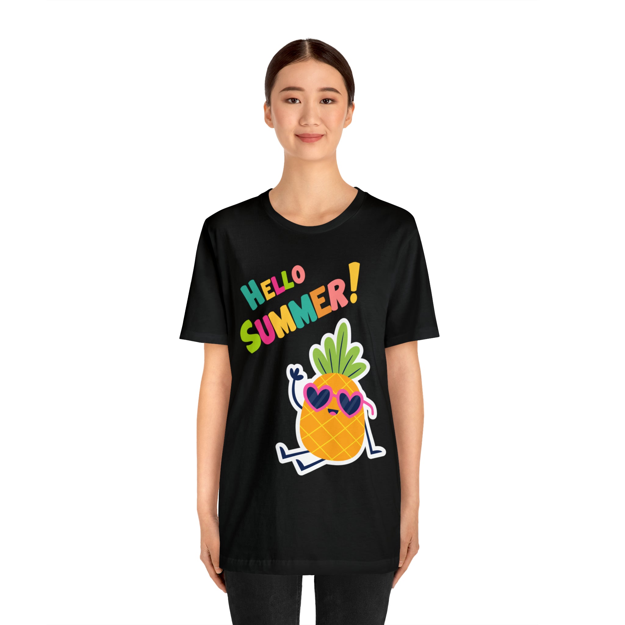 Hello Pineapple Summer Unisex Jersey Short Sleeve Tee