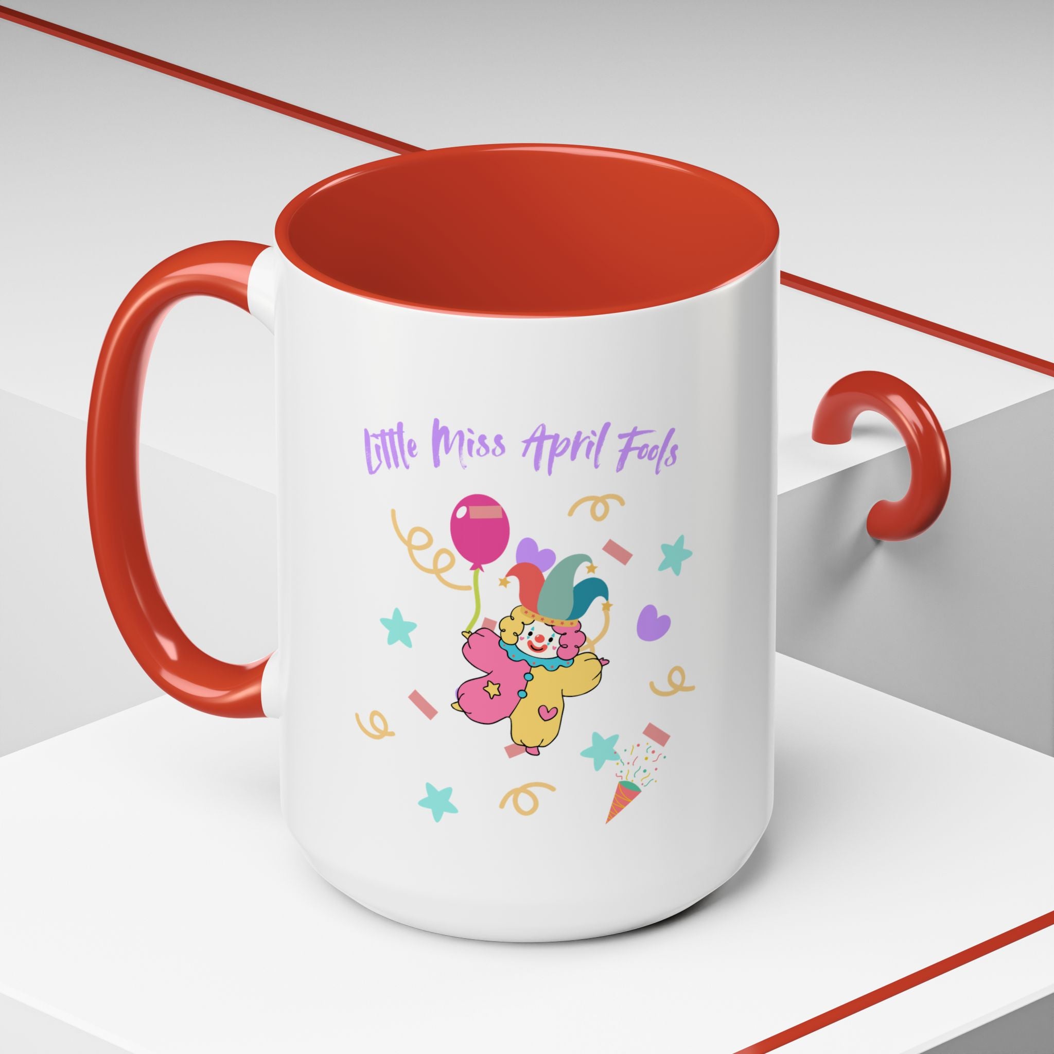 Little Miss April Fool's  Day Accent Coffee Mug - Fun & Whimsical 11oz/15oz
