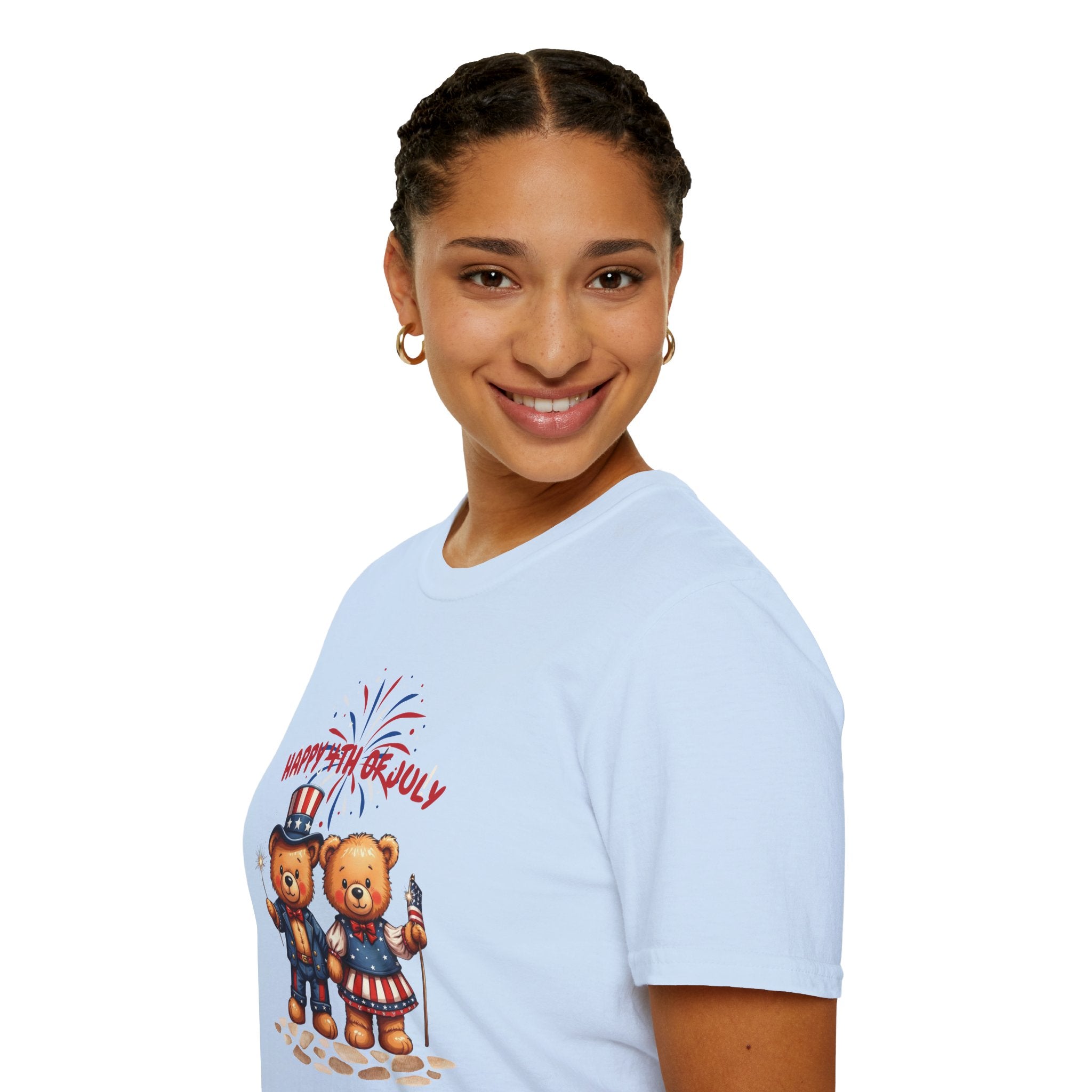 Happy 4th of July Teddy Bear Couple Unisex T-Shirt