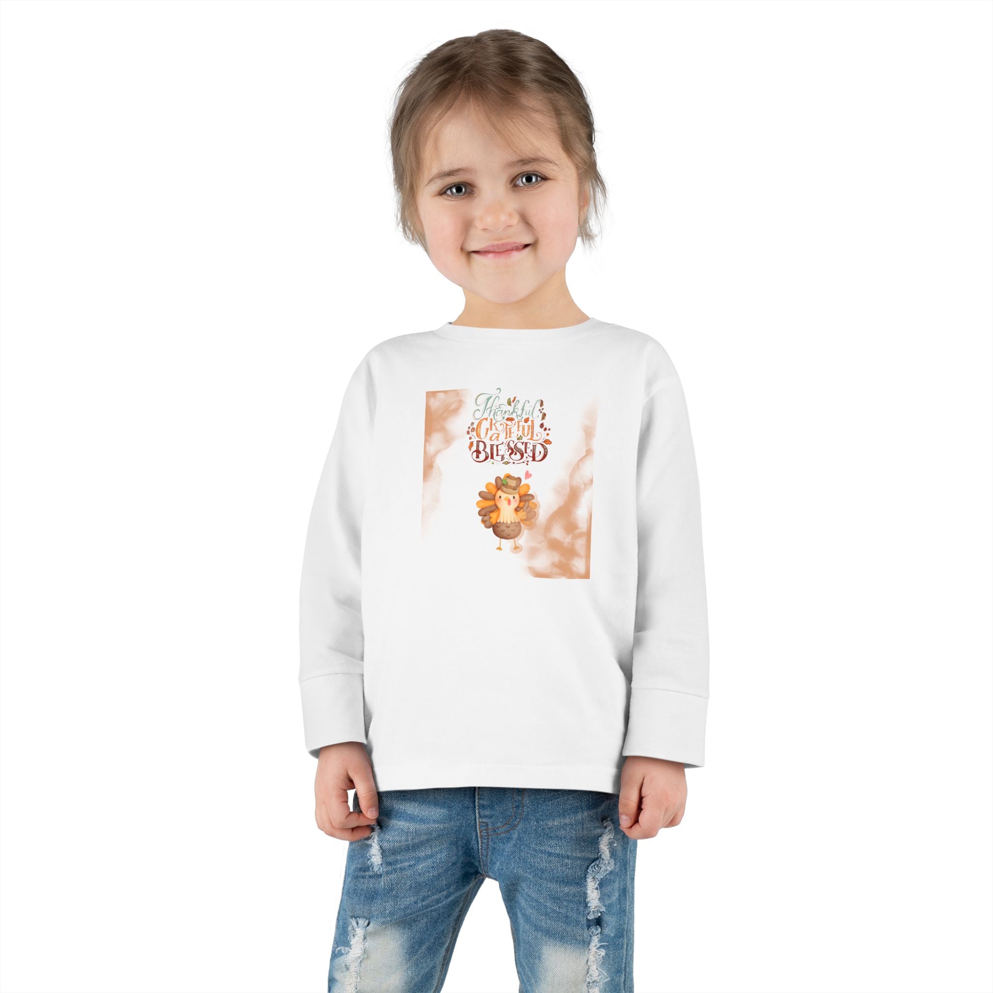 Thankful Grateful Blessed Toddler Long Sleeve Tee