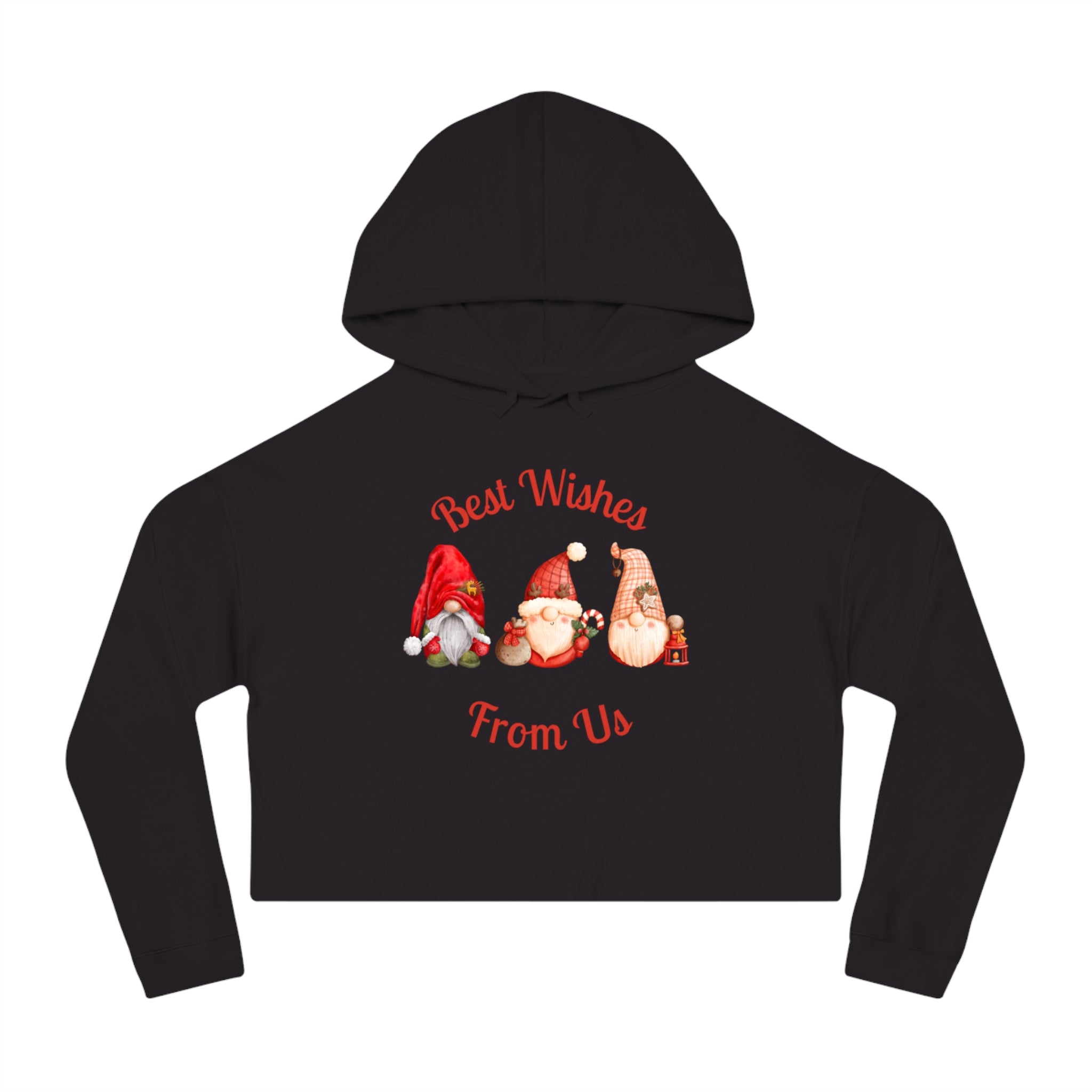 Gnome Best Wishes Women’s Cropped Hooded Sweatshirt