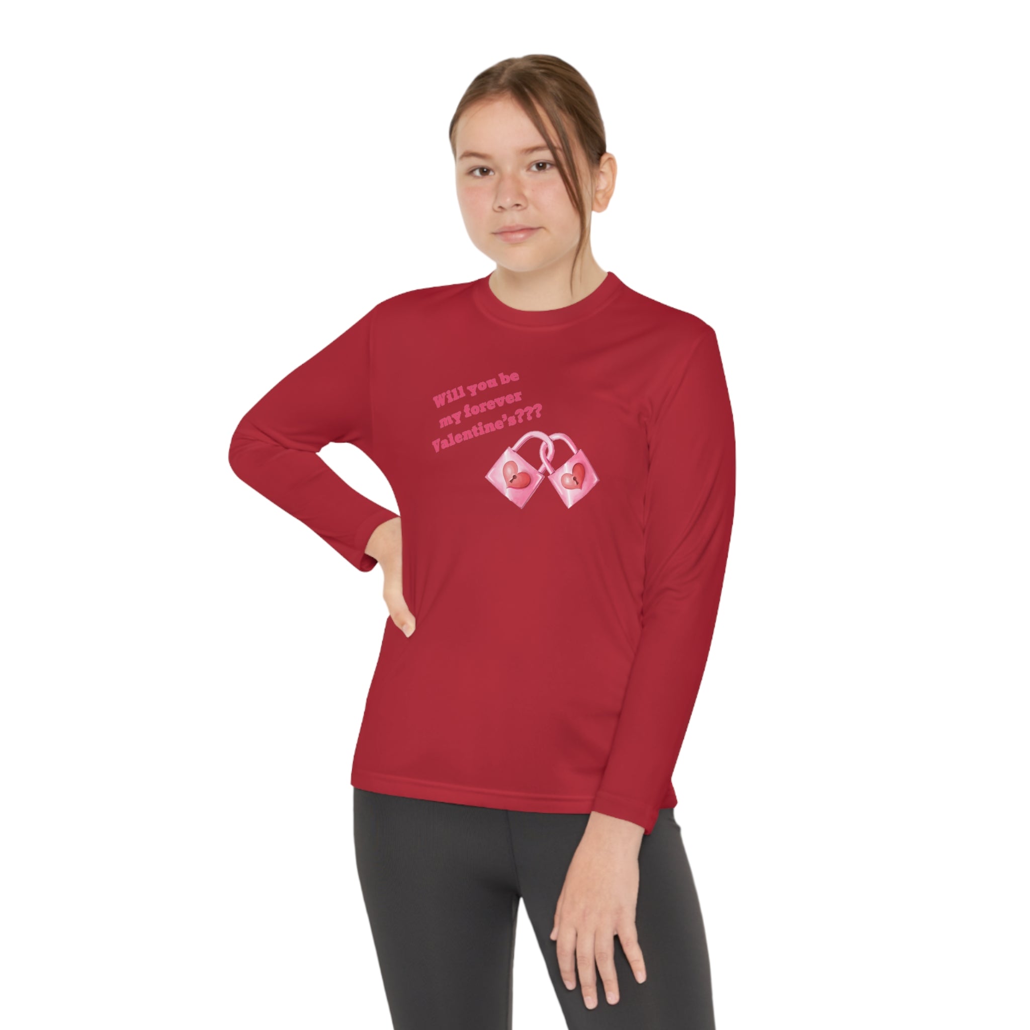 Will You Be My Forever Valentine?? Youth Long Sleeve Competitor Tee