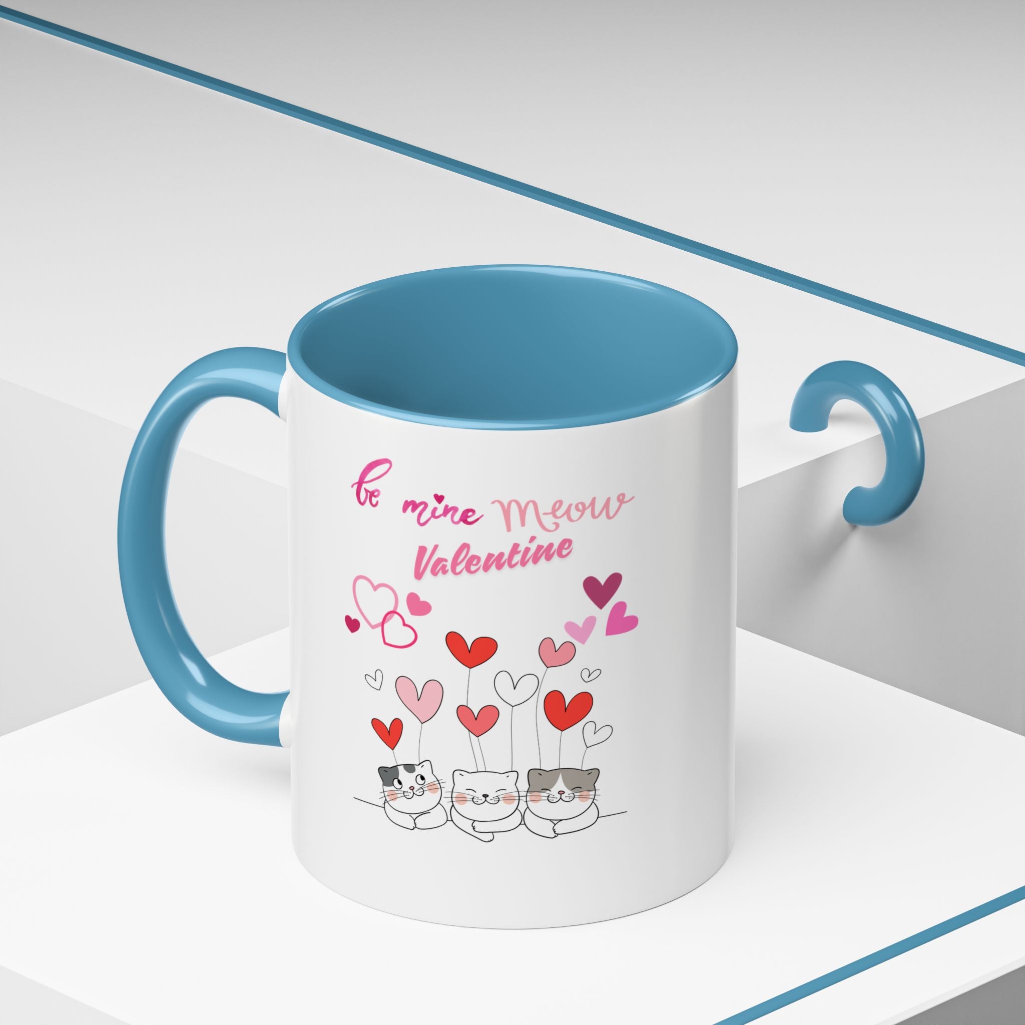 Meow Valentine's Day Accent Coffee Mug (11, 15oz)
