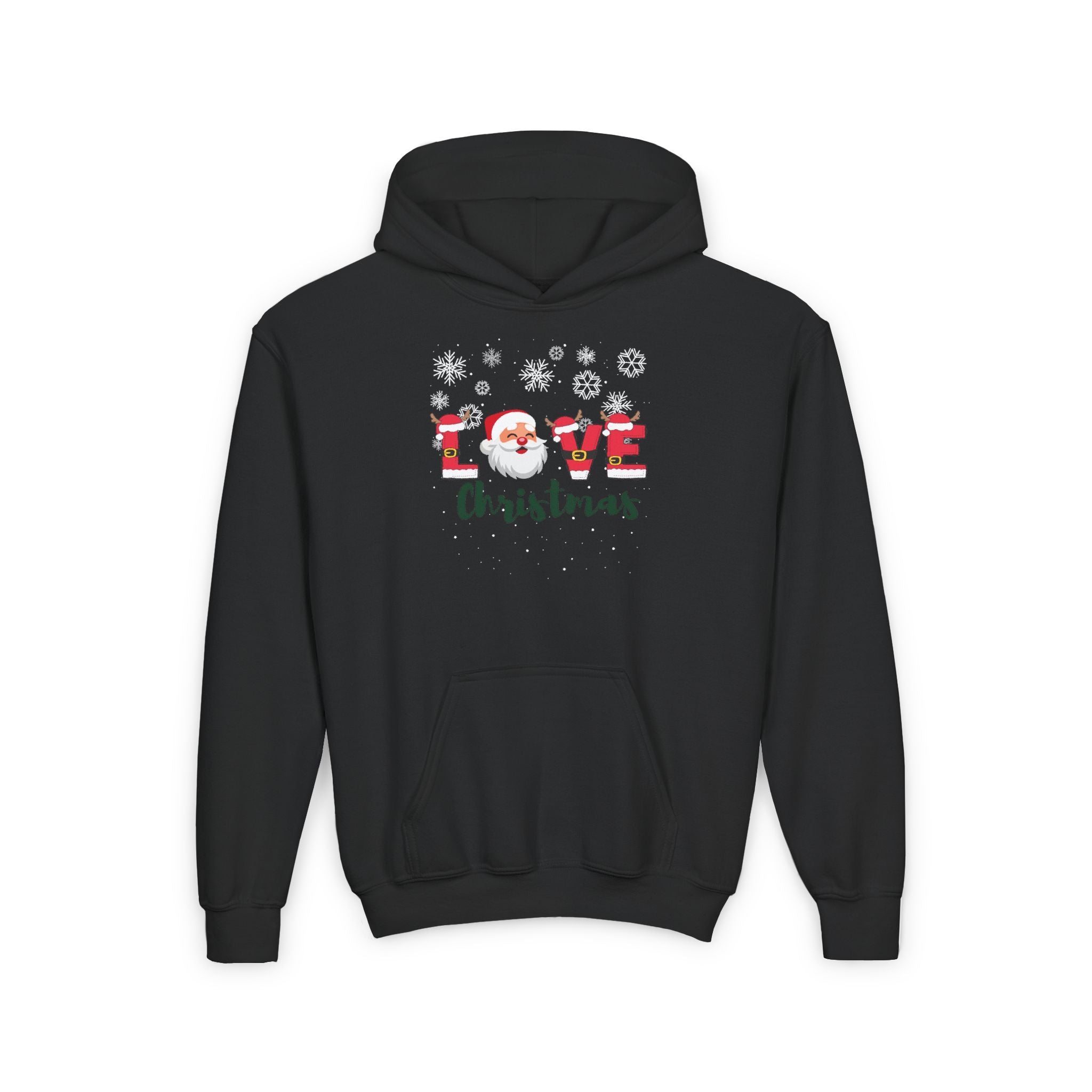 Santa Claus Loves Christmas Youth Heavy Blend Hooded Sweatshirt