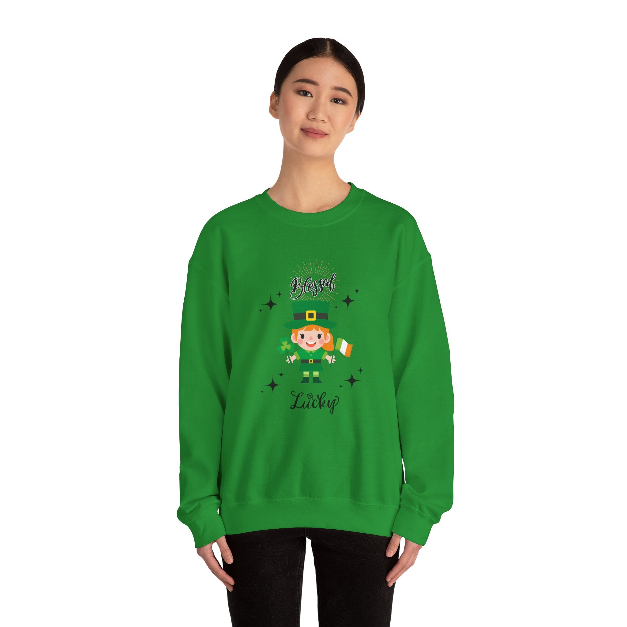 Blessed & Lucky Unisex Crewneck Sweatshirt for St. Patrick's Day