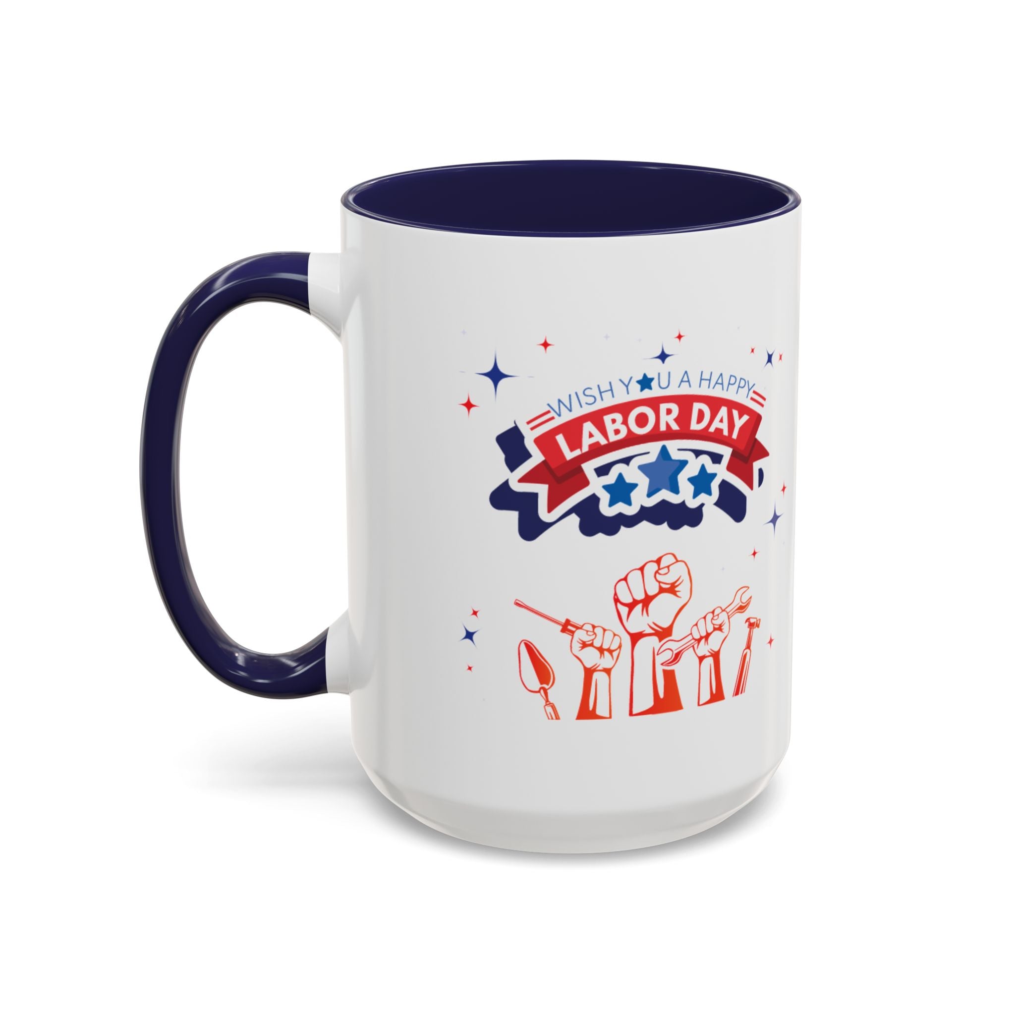 Wish U A Happy Labor Day Accent Coffee Mug (11, 15oz)