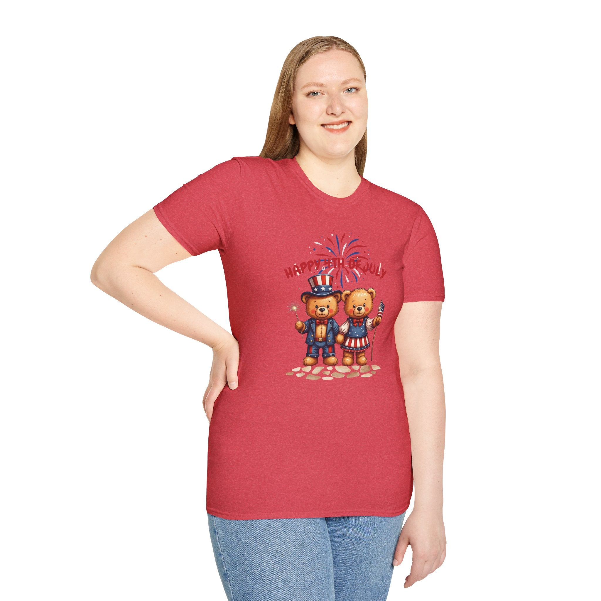 Happy 4th of July Teddy Bear Couple Unisex T-Shirt