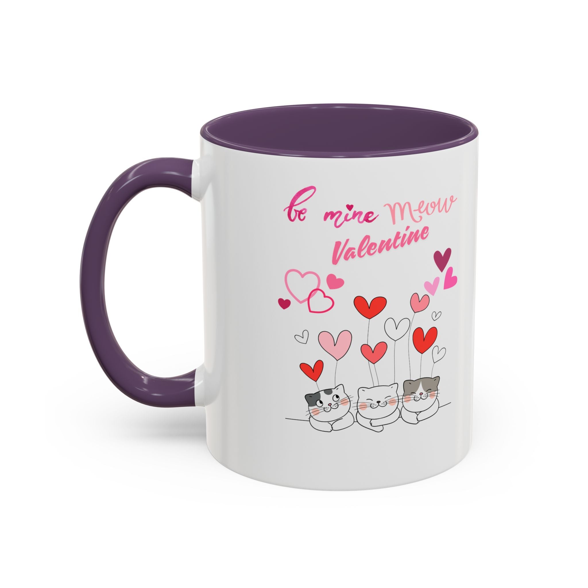 Meow Valentine's Day Accent Coffee Mug (11, 15oz)