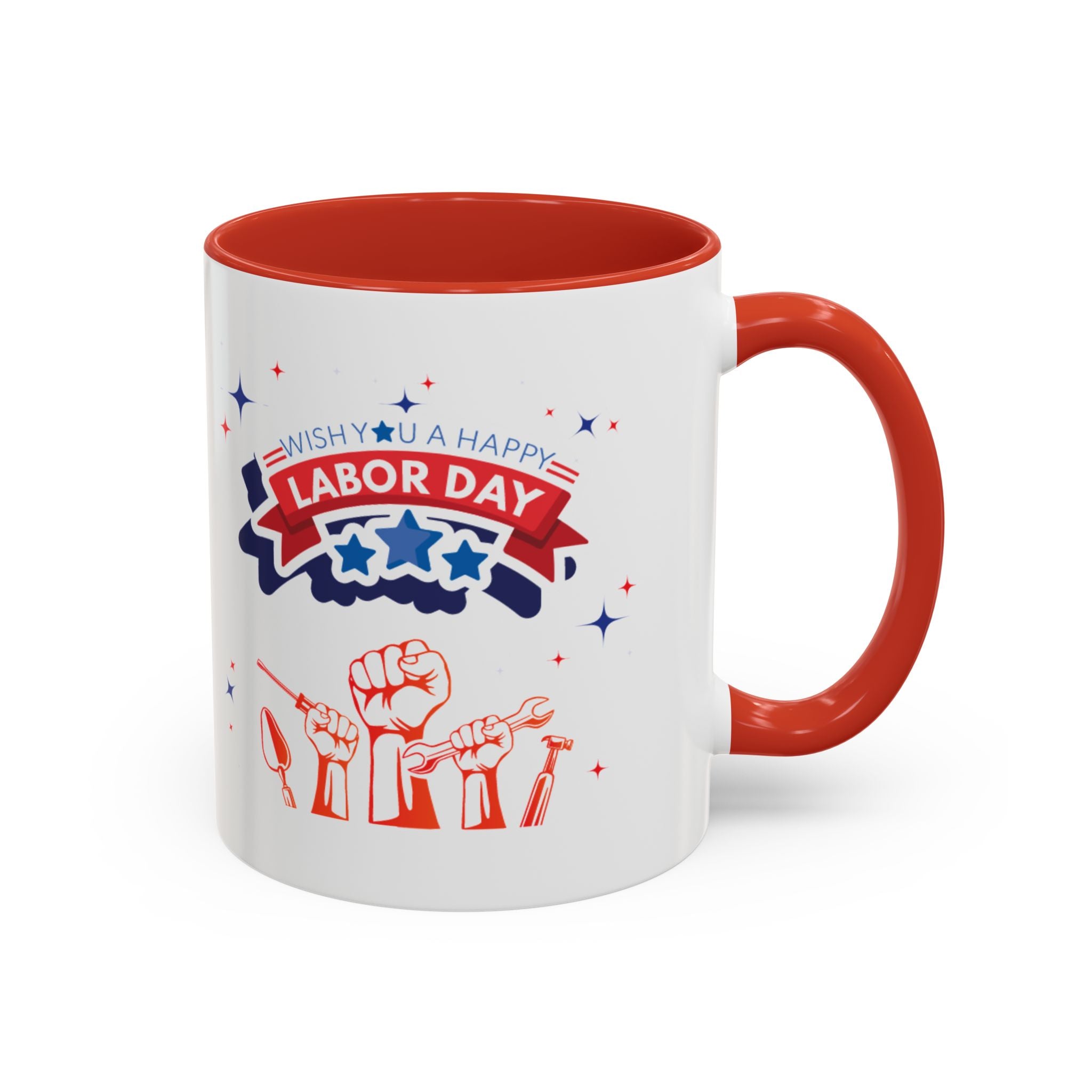 Wish U A Happy Labor Day Accent Coffee Mug (11, 15oz)