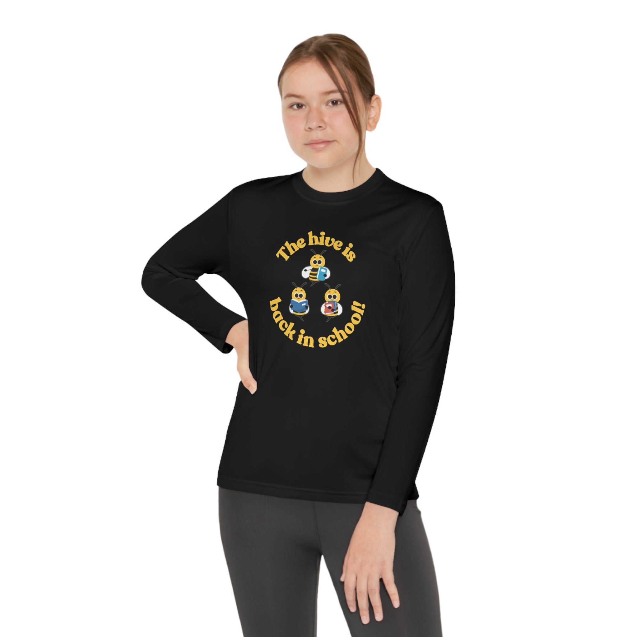 The Hive Is Back In School Youth Long Sleeve Competitor Tee