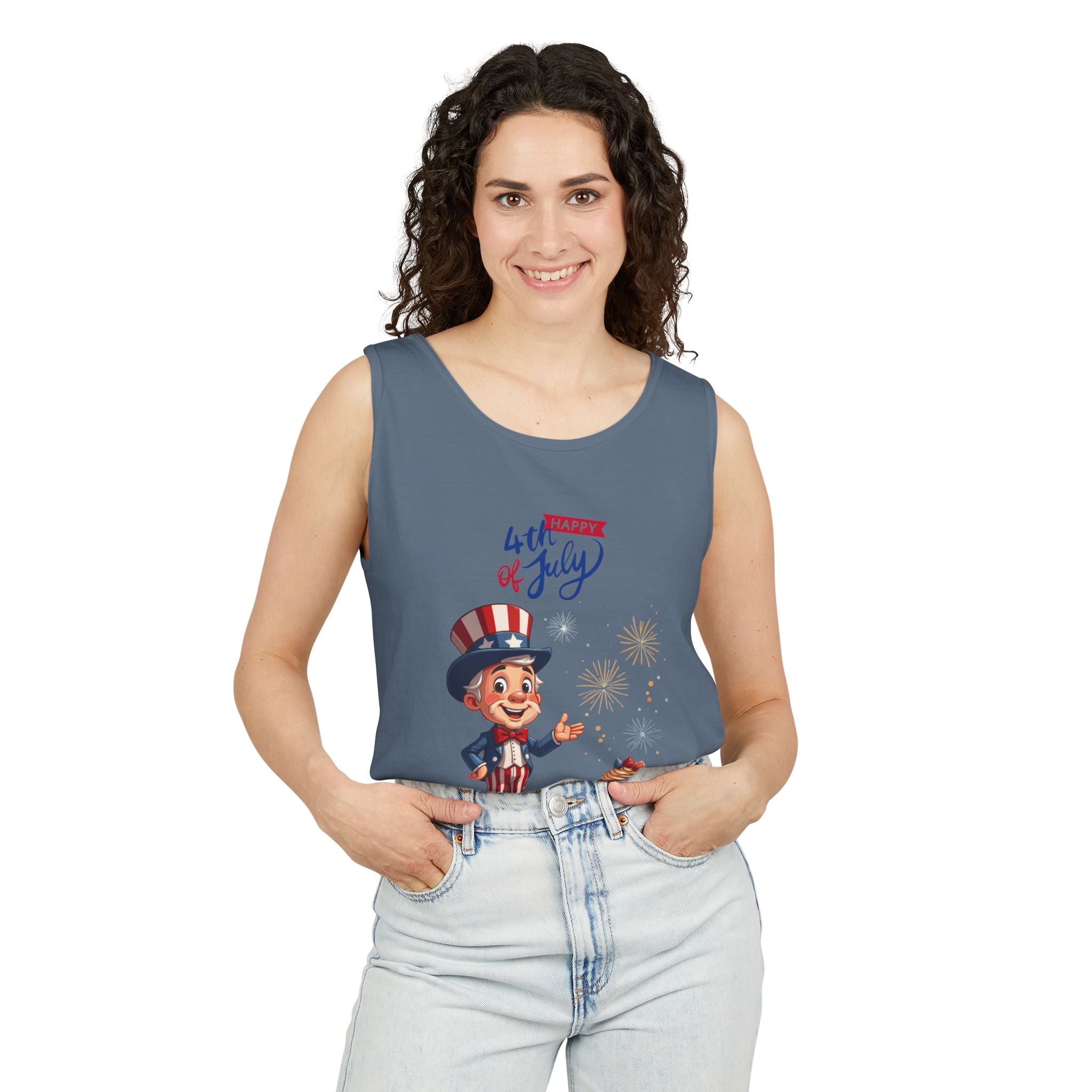 Uncle Sam Happy 4th of July Tank Top Unisex Sleeveless Shirt
