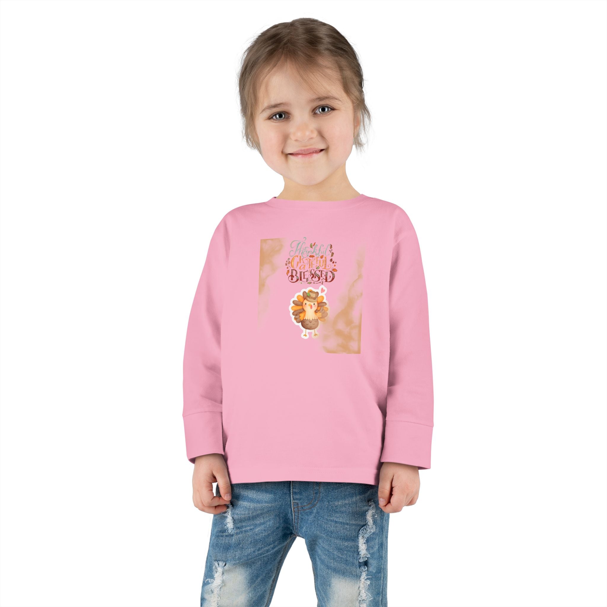 Thankful Grateful Blessed Toddler Long Sleeve Tee