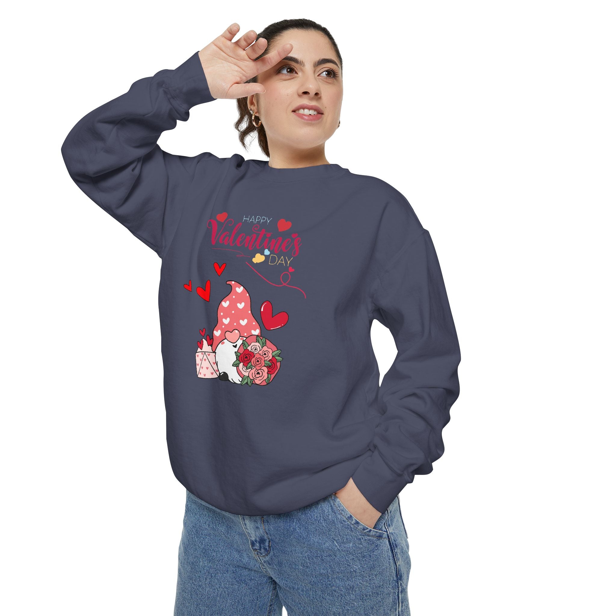 Gnome Valentine's Day Unisex Garment-Dyed Sweatshirt