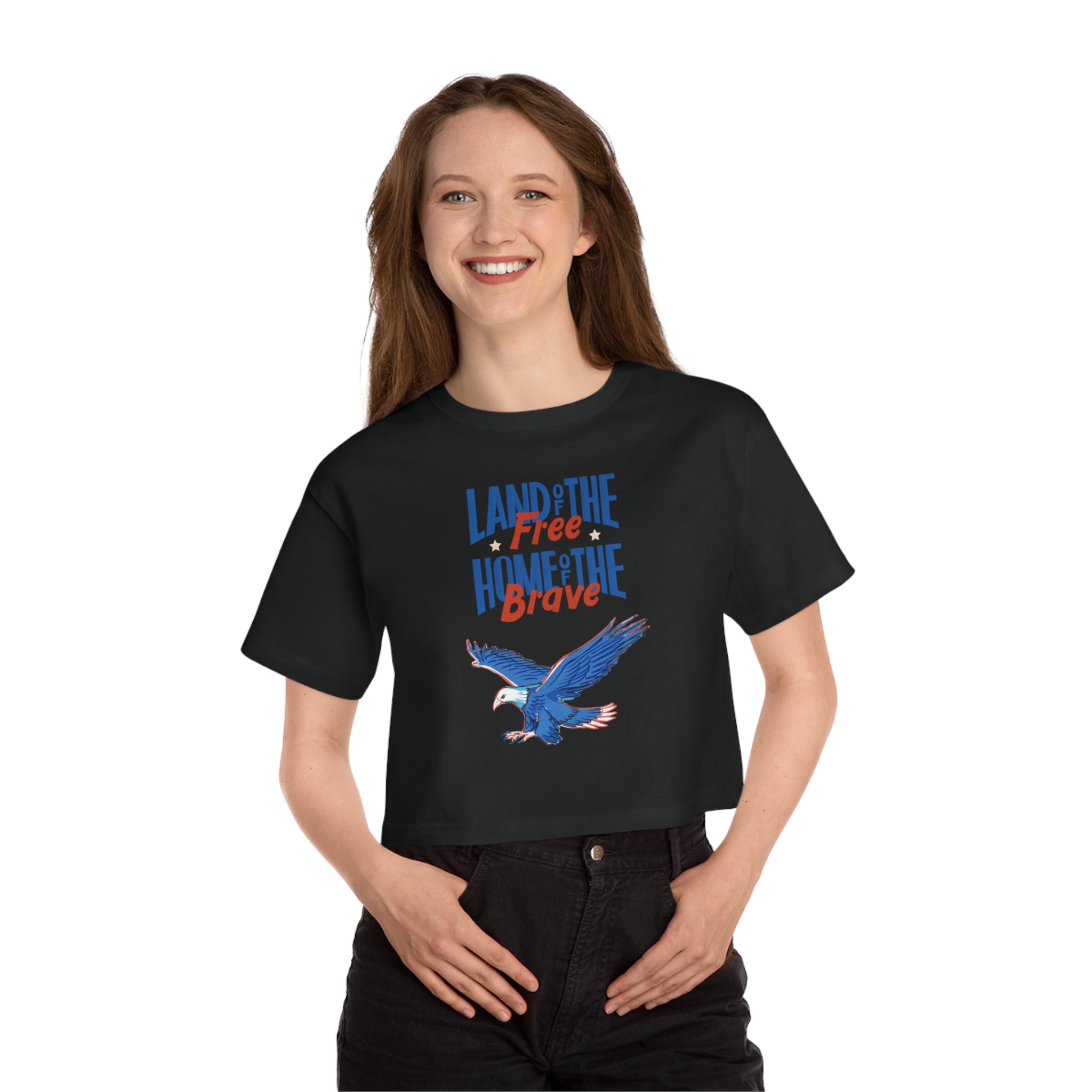 Land Of The Free Home Of Brave Champion Women's Heritage Cropped T-Shirt