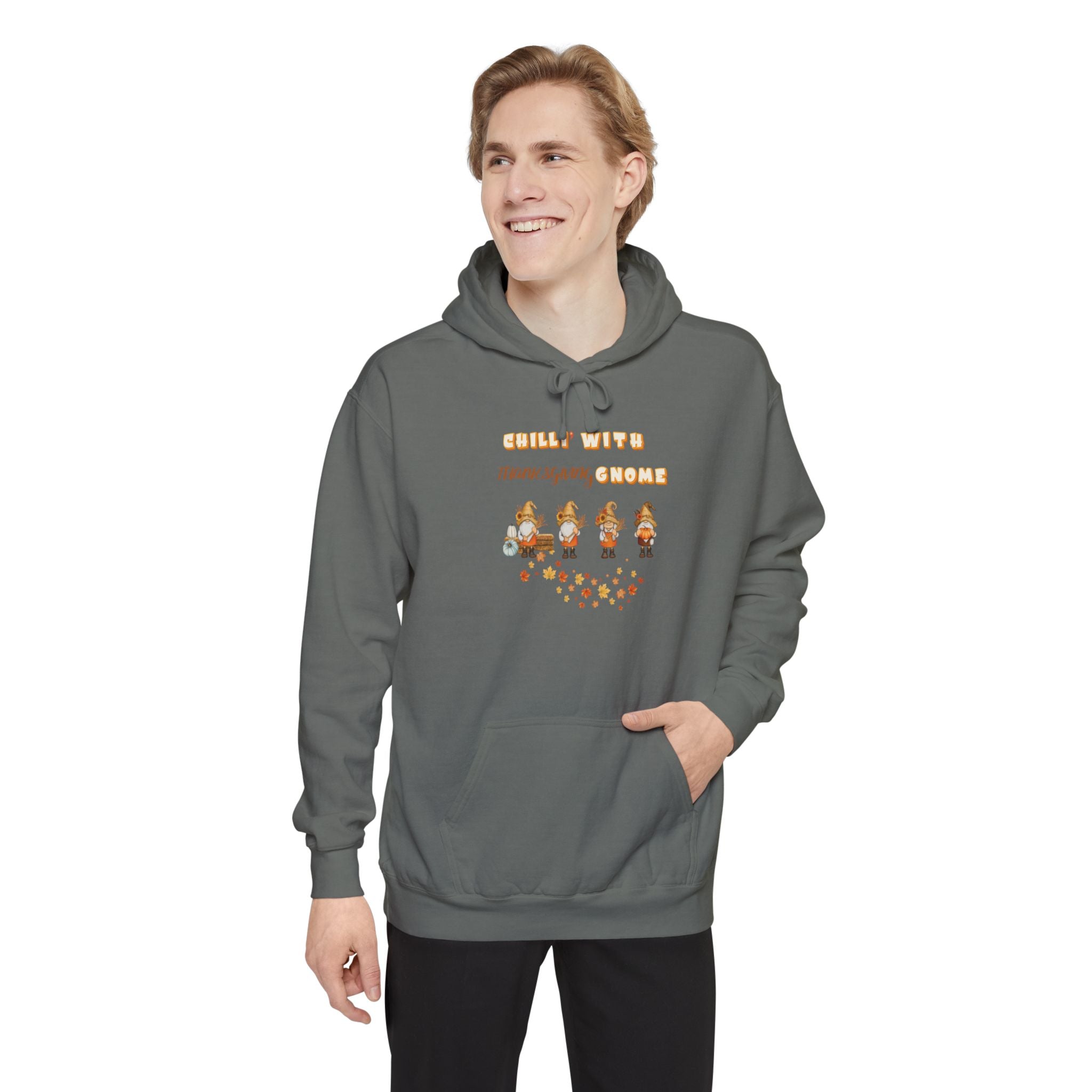 Chilli' With Thanksgiving Gnome Unisex Garment-Dyed Hoodie