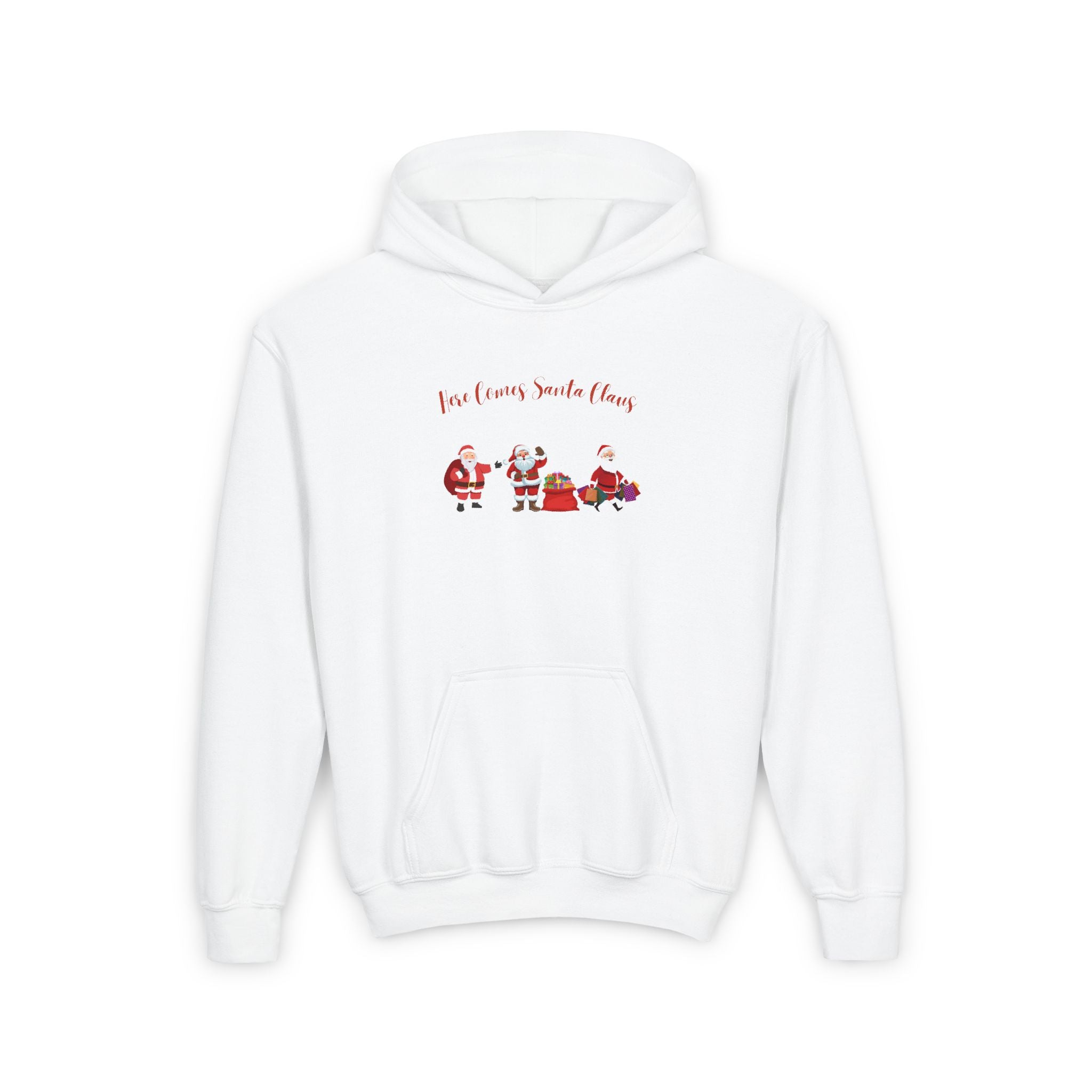 Here Comes Santa Claus Youth Heavy Blend Hooded Sweatshirt