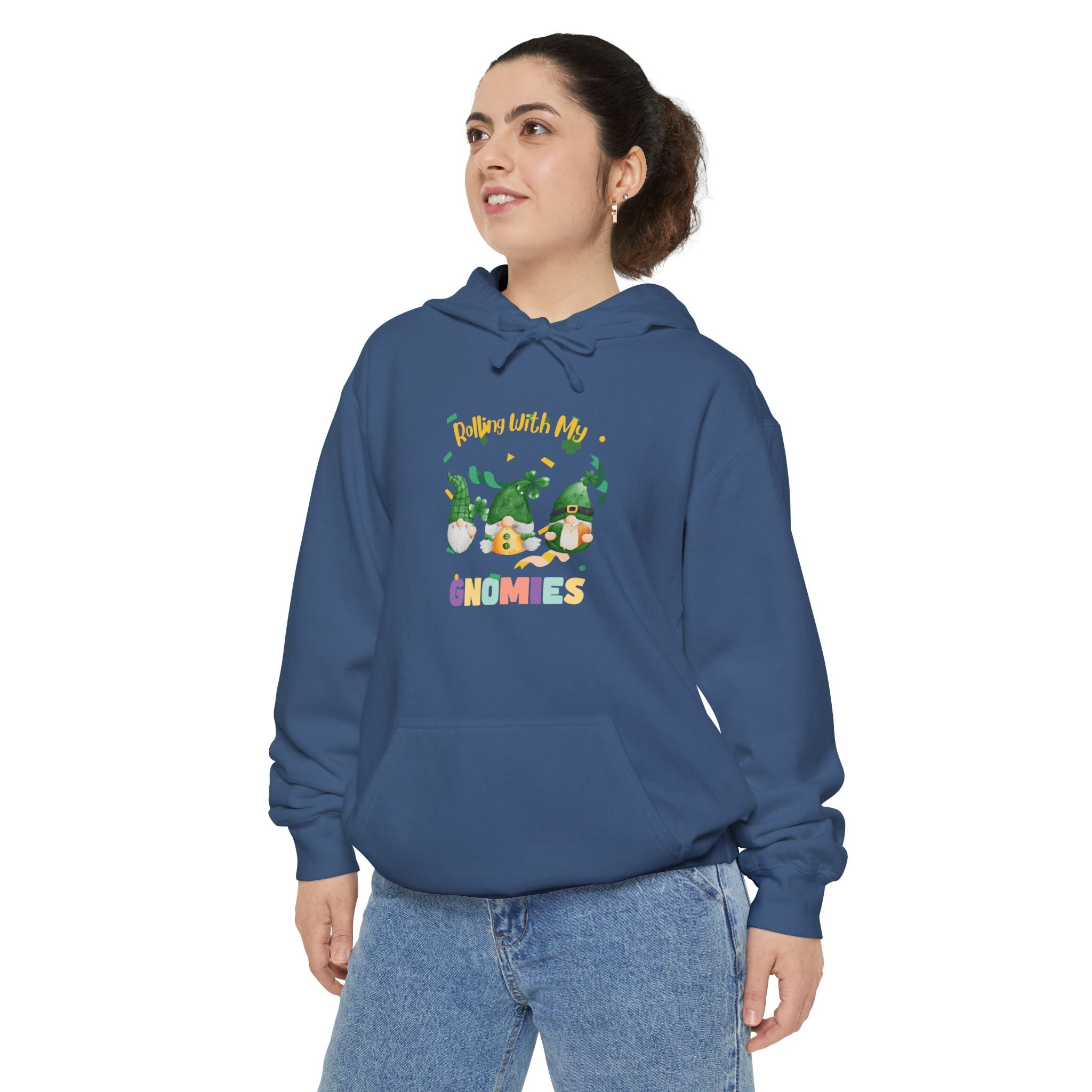 Rolling With My Gnomies Unisex Garment-Dyed Hoodie