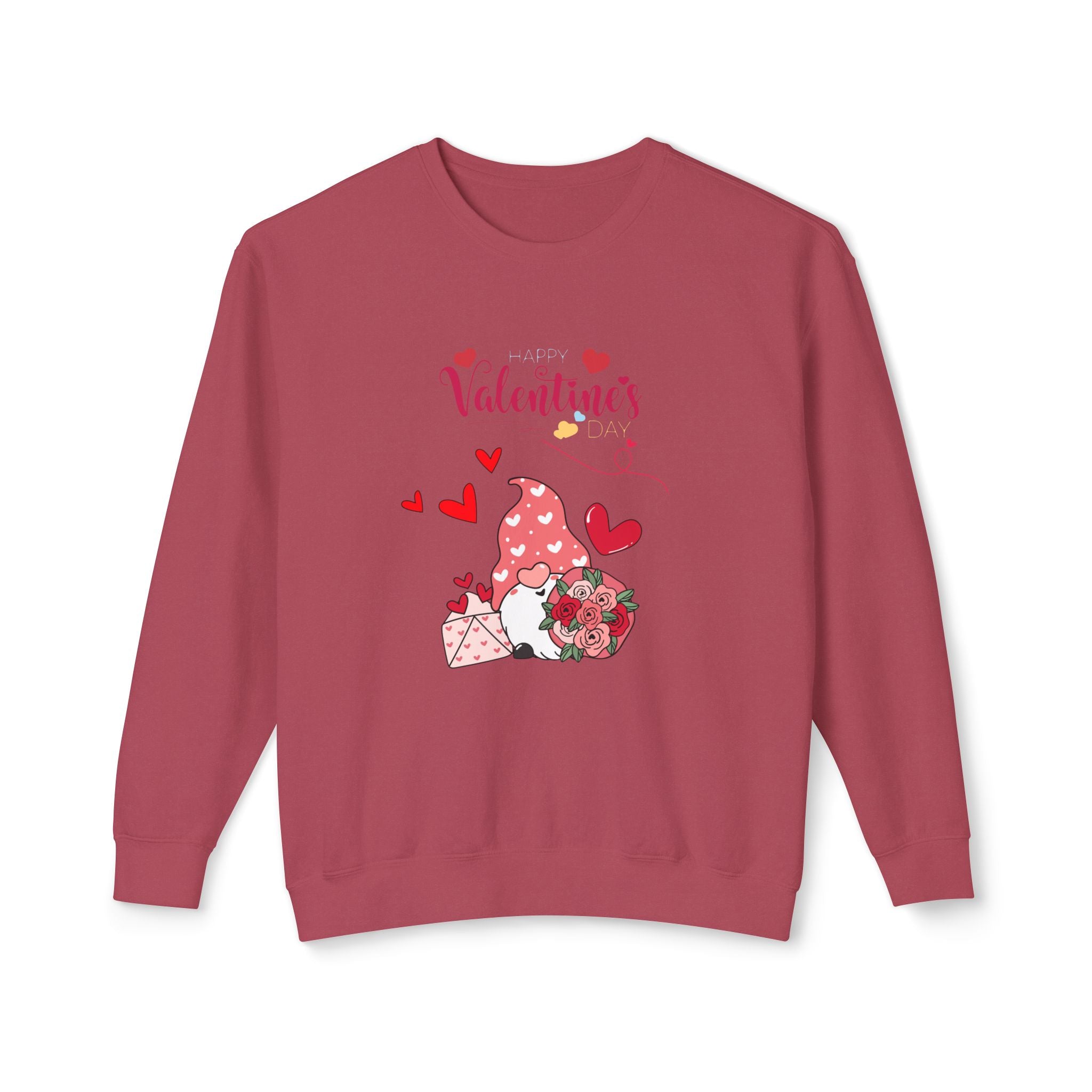 Gnome Valentine's Day Unisex Lightweight Crewneck Sweatshirt