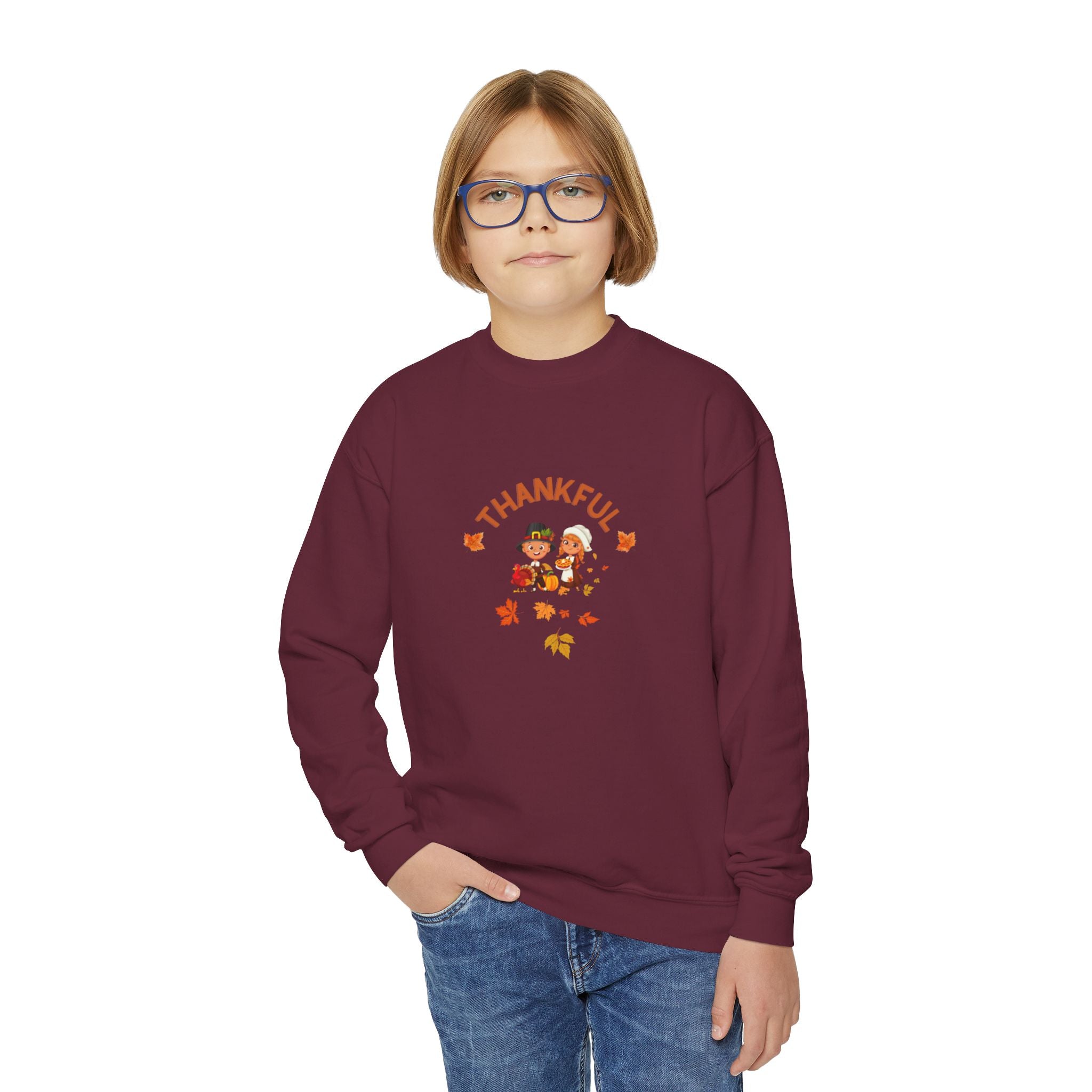 Pilgrims Turkey Day Youth Crewneck Sweatshirt