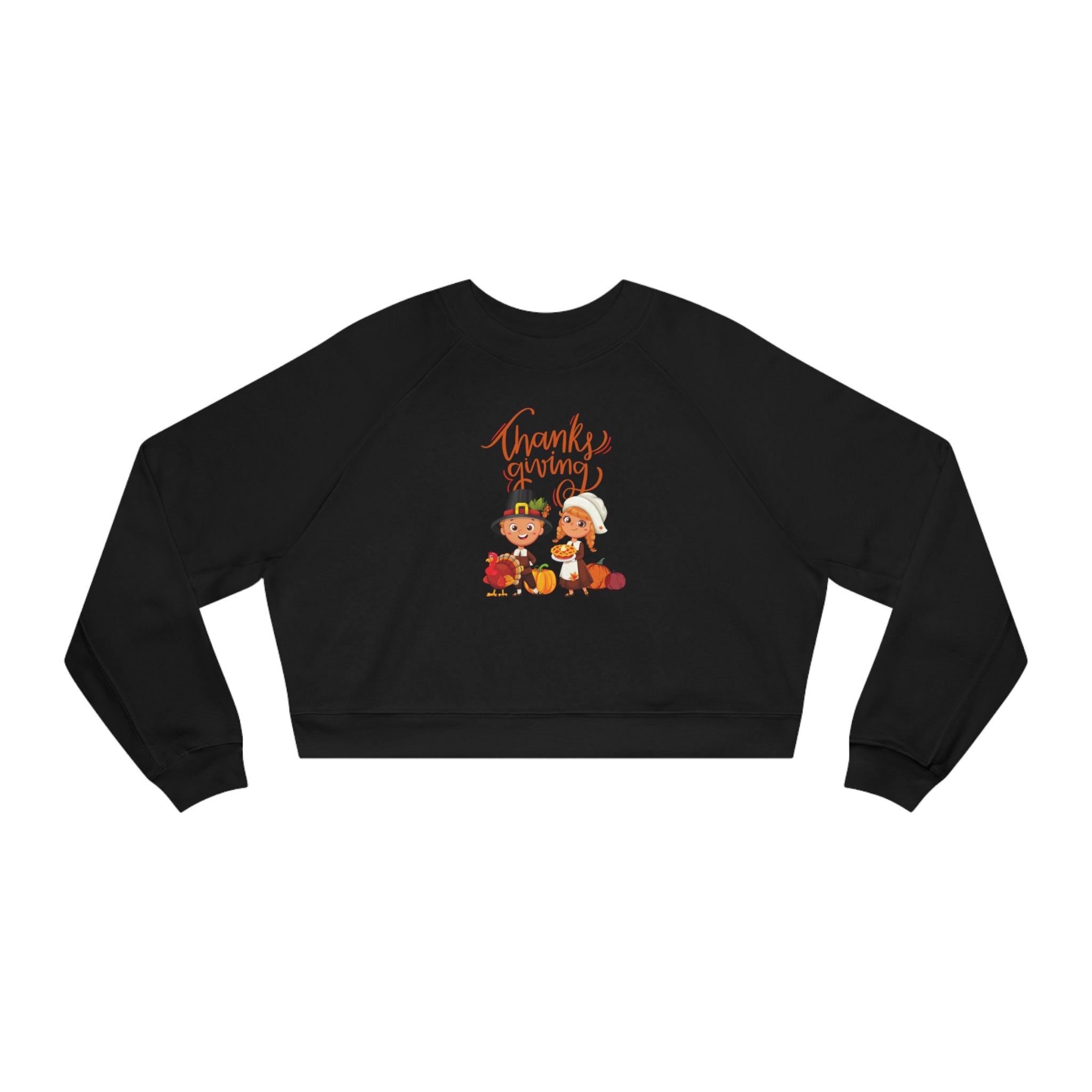 Happy Thanksgiving Women's Cropped Fleece Pullover