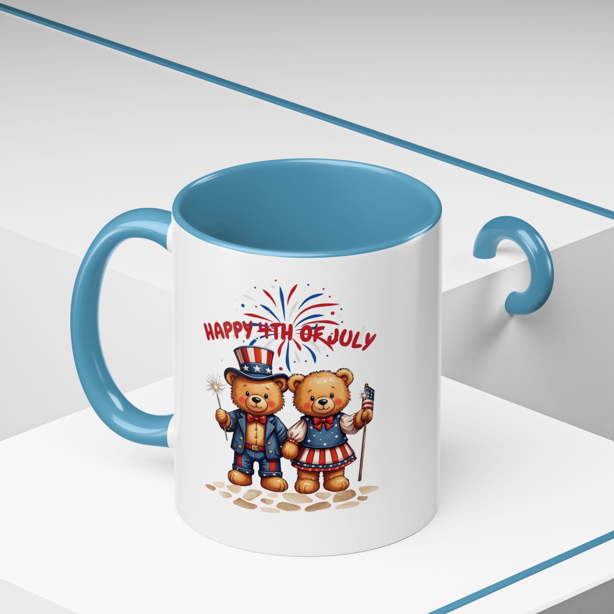 Happy 4th of July Teddy Bear Couple Coffee Mug
