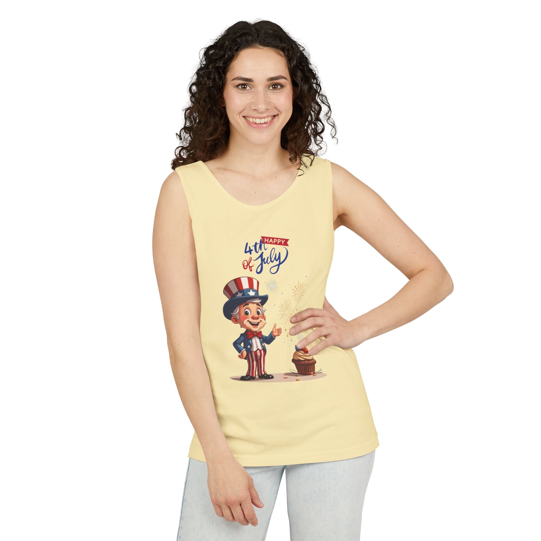 Uncle Sam Happy 4th of July Tank Top Unisex Sleeveless Shirt