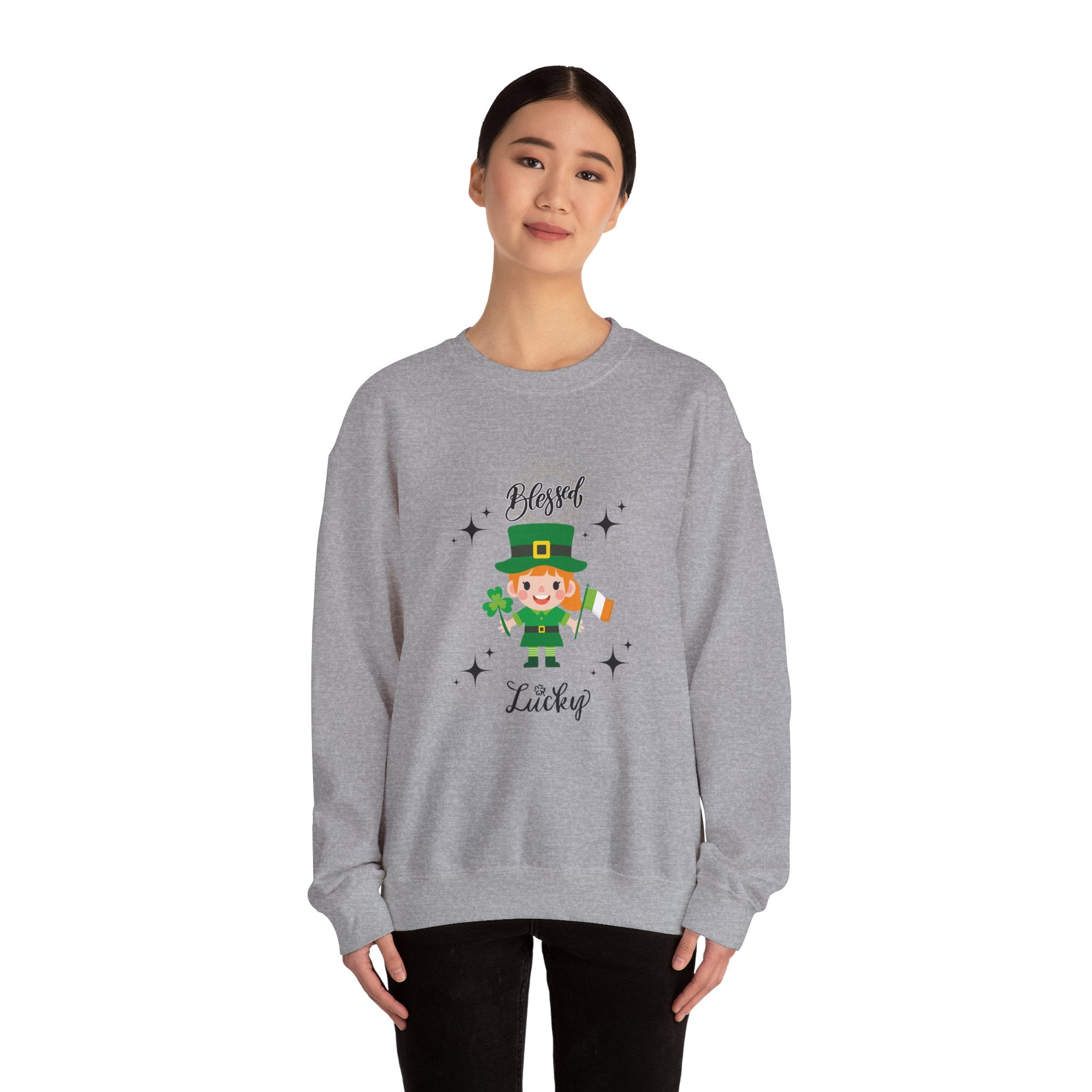 Blessed & Lucky Unisex Crewneck Sweatshirt for St. Patrick's Day