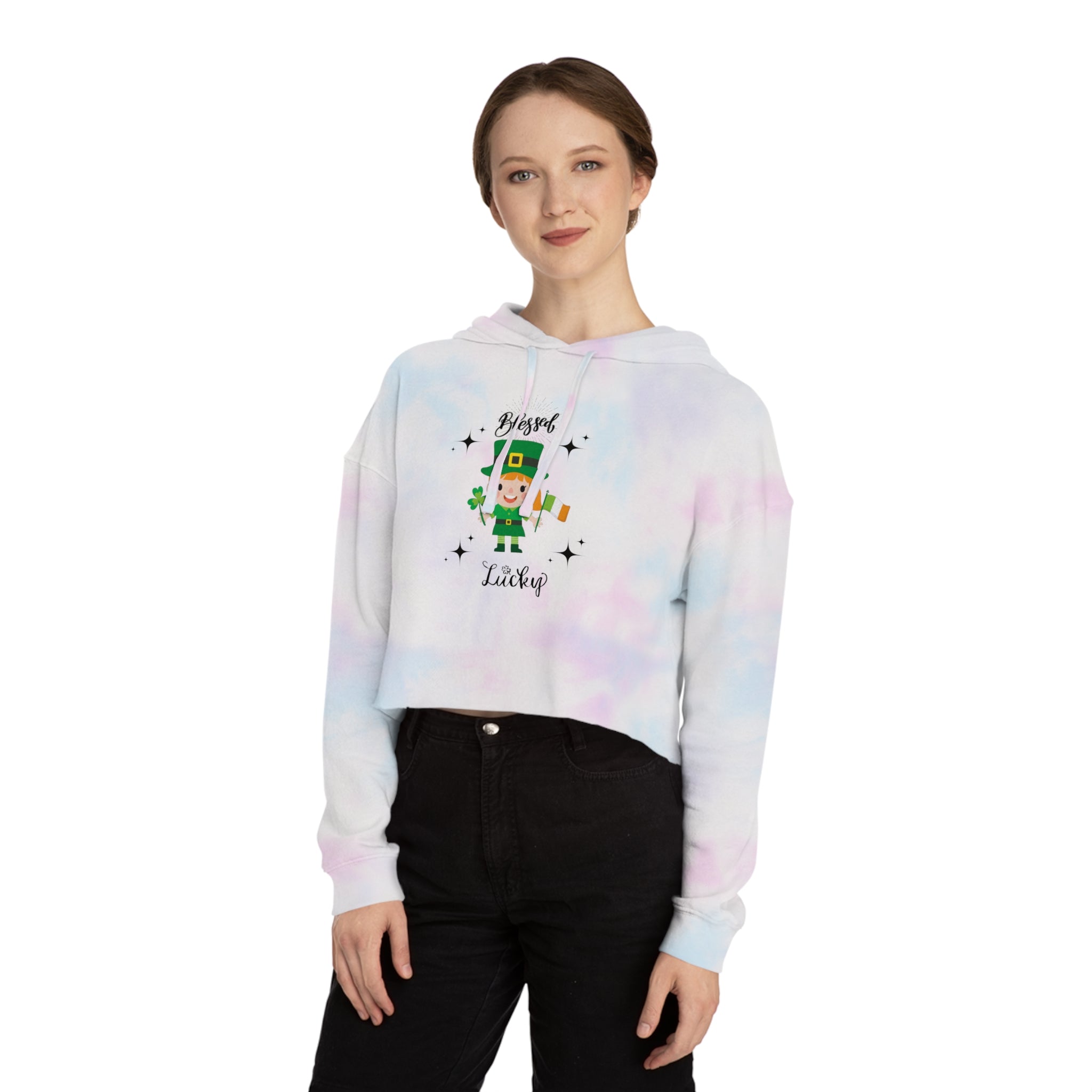 Blessed & Lucky Women’s Cropped Hooded Sweatshirt