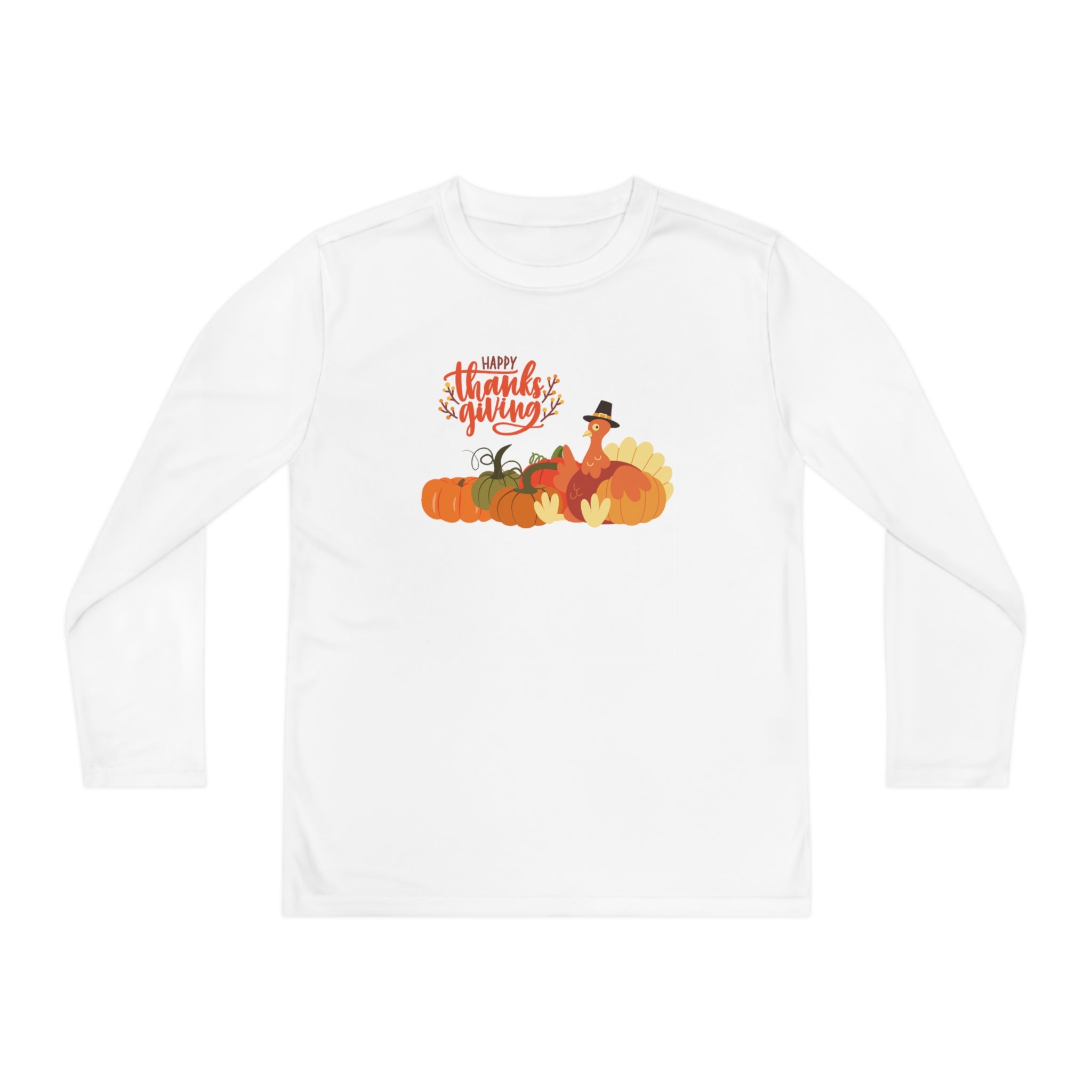 Happy Thanksgiving Turkey Youth Long Sleeve Competitor Tee