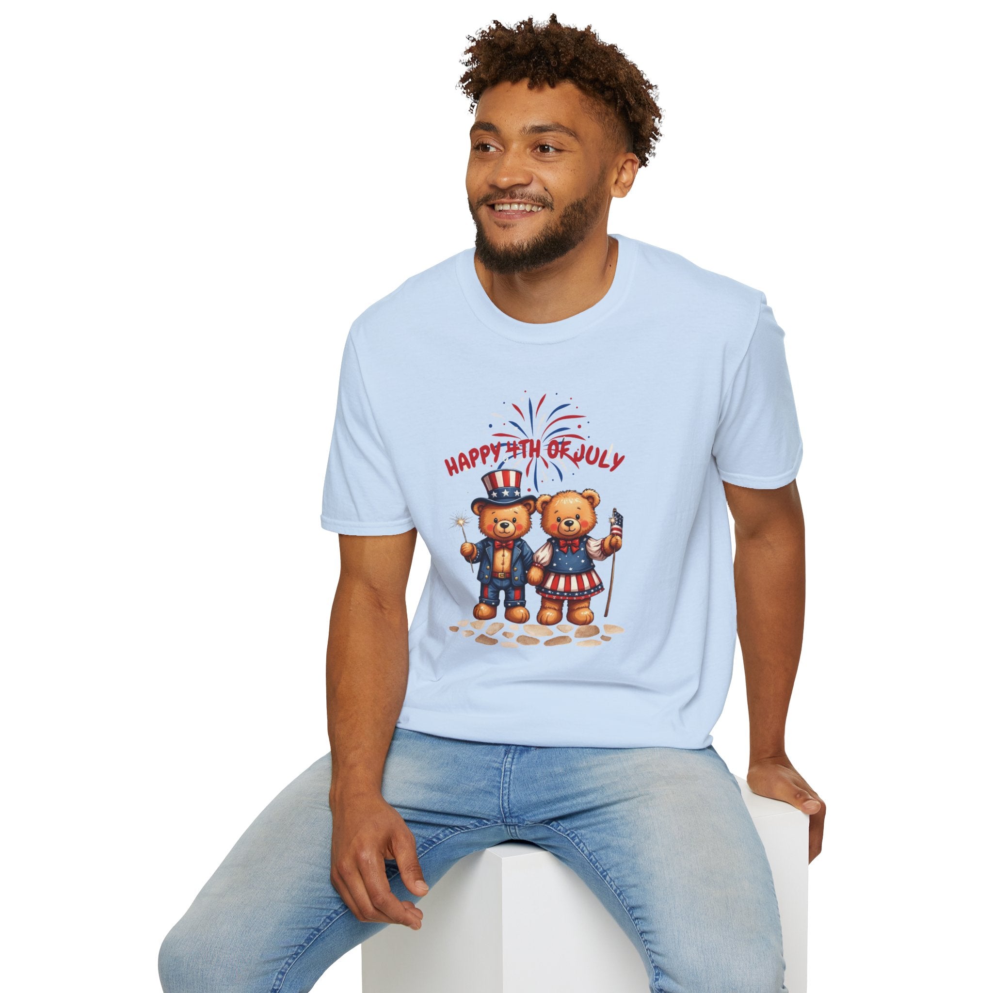 Happy 4th of July Teddy Bear Couple Unisex T-Shirt