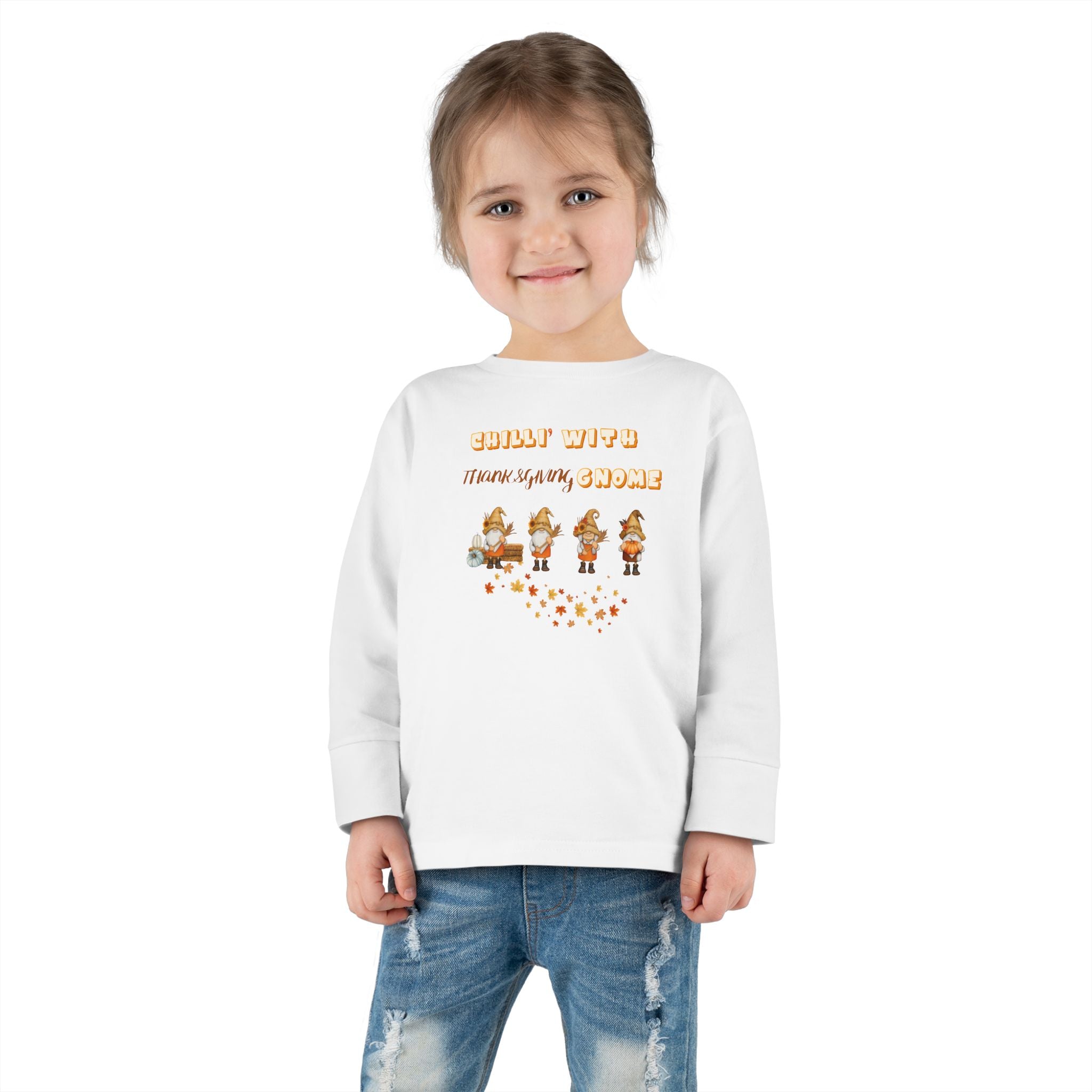 Chilli' With Thanksgiving Gnome Toddler Long Sleeve Tee