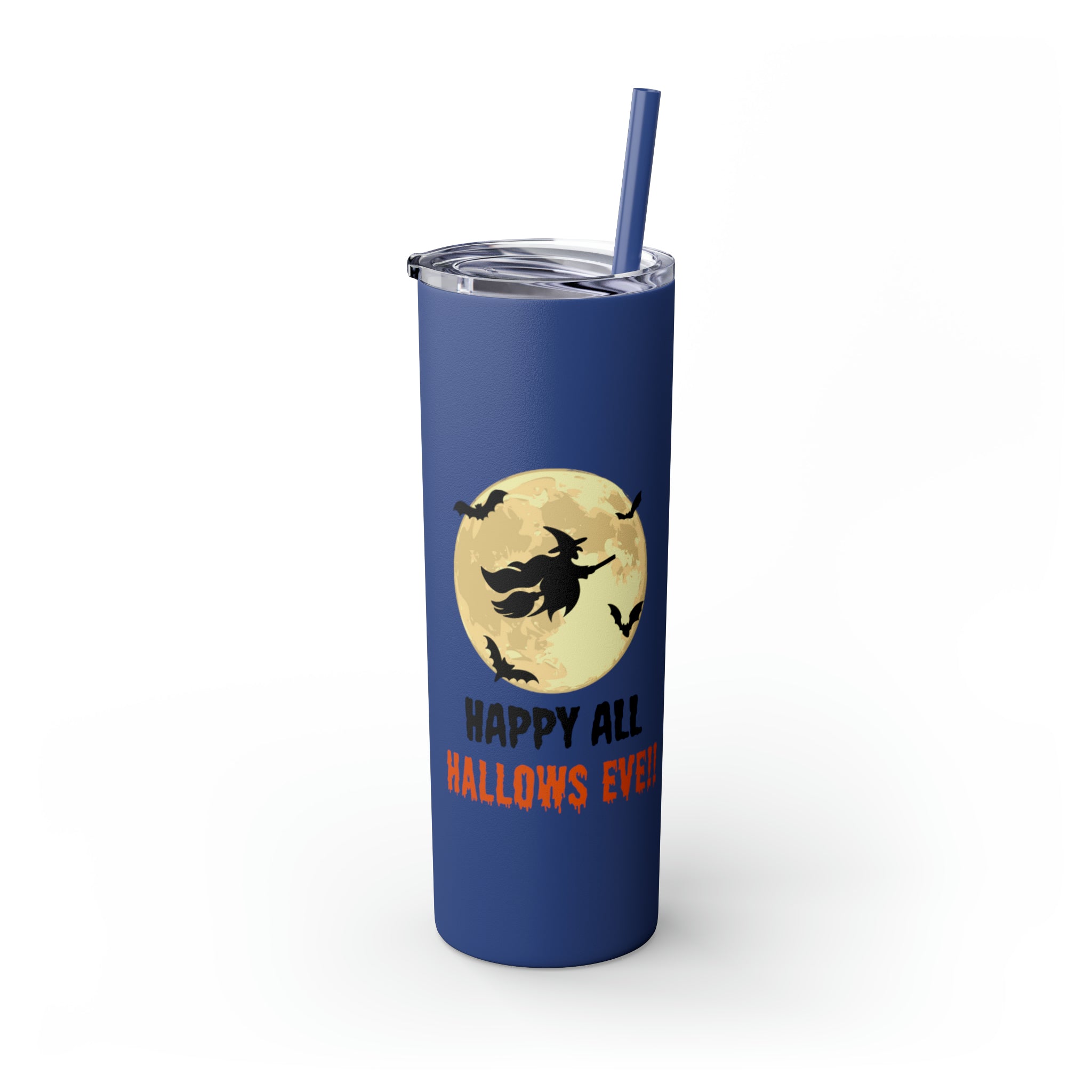 Happy All Hallows Eve Skinny Tumbler with Straw, 20oz