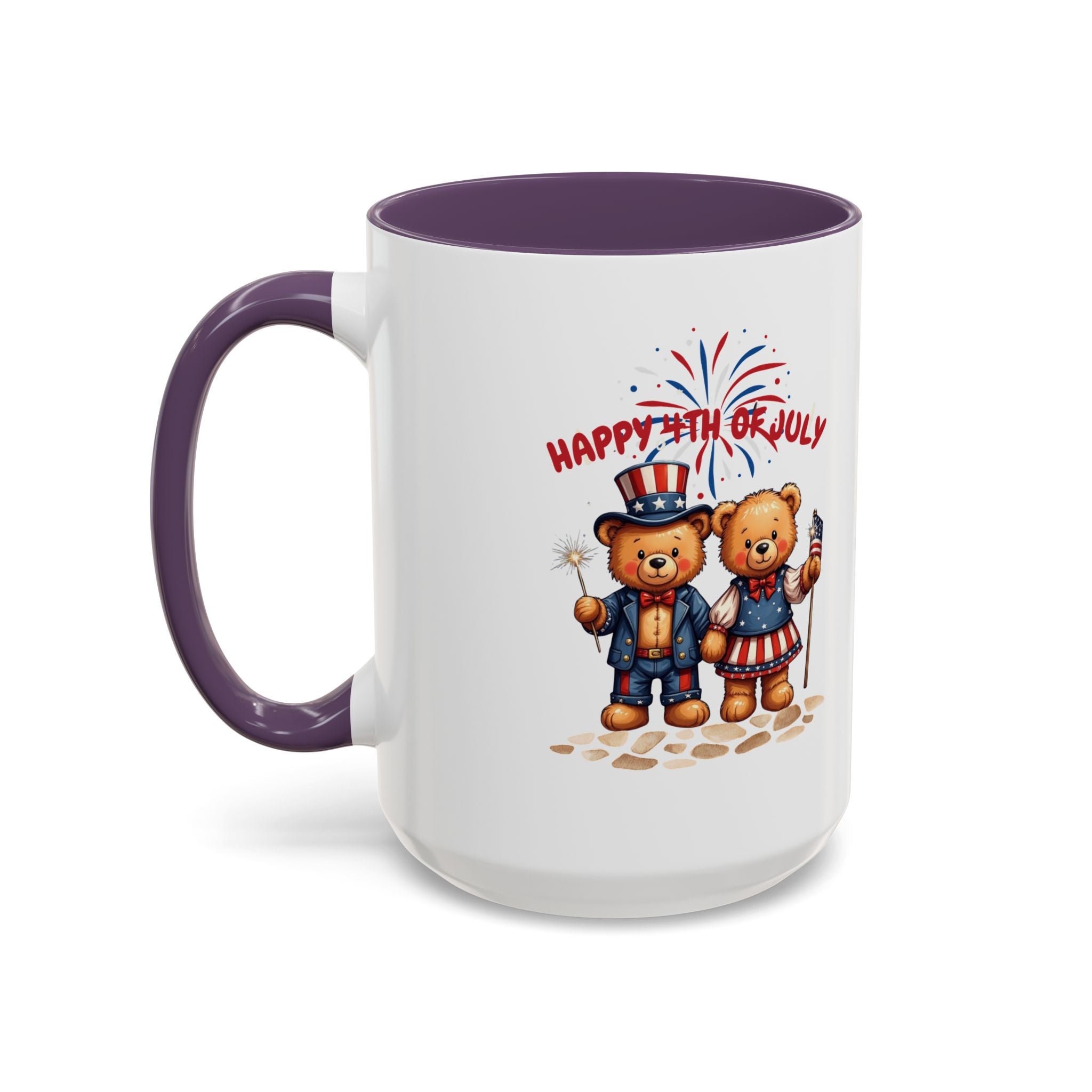 Happy 4th of July Teddy Bear Couple Coffee Mug