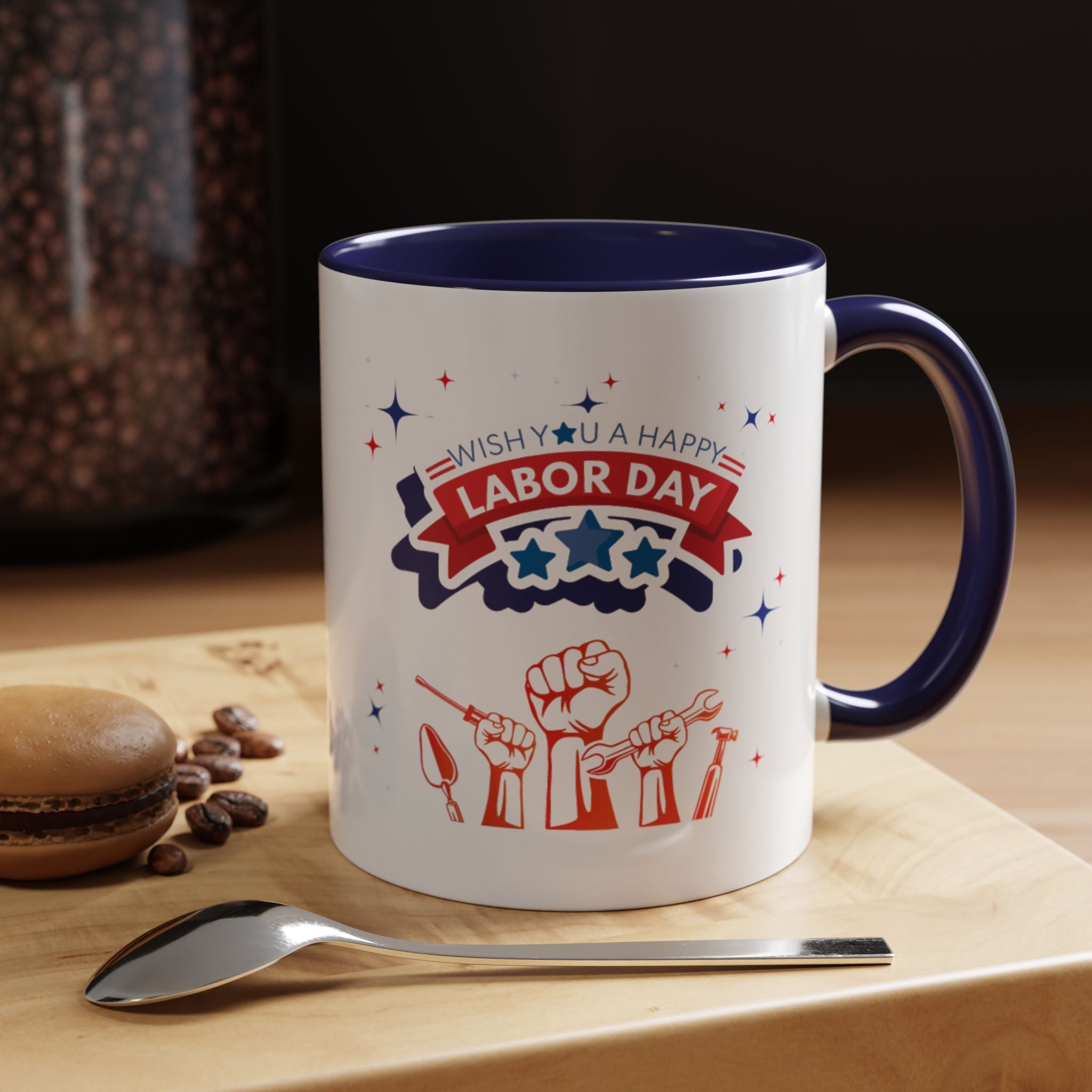 Wish U A Happy Labor Day Accent Coffee Mug (11, 15oz)