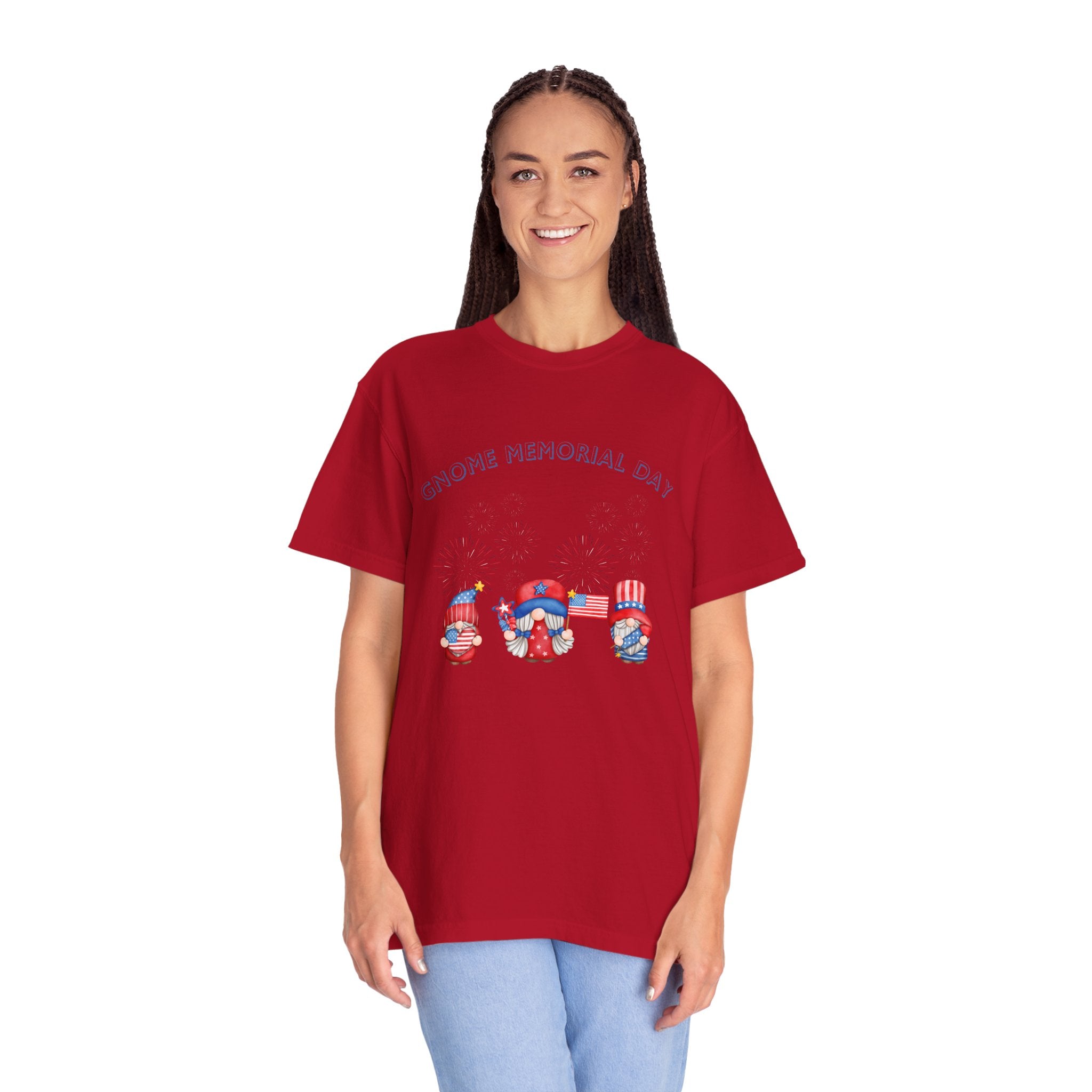 Gnome Memorial Day Unisex Garment-Dyed T-Shirt