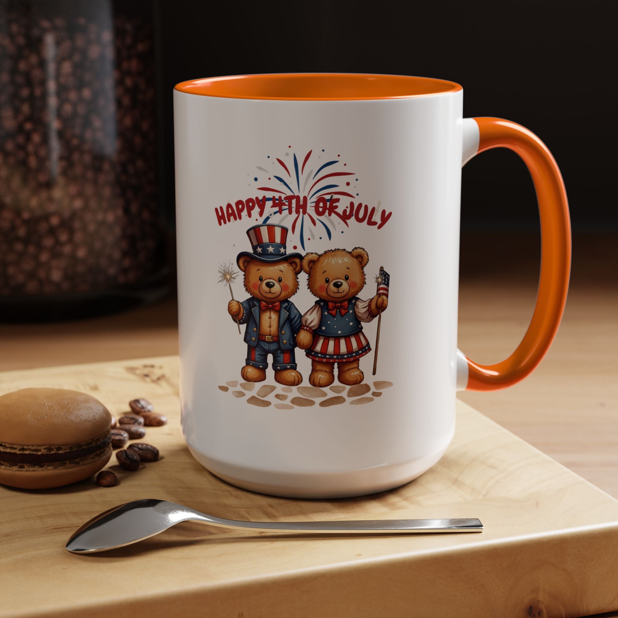 Happy 4th of July Teddy Bear Couple Coffee Mug