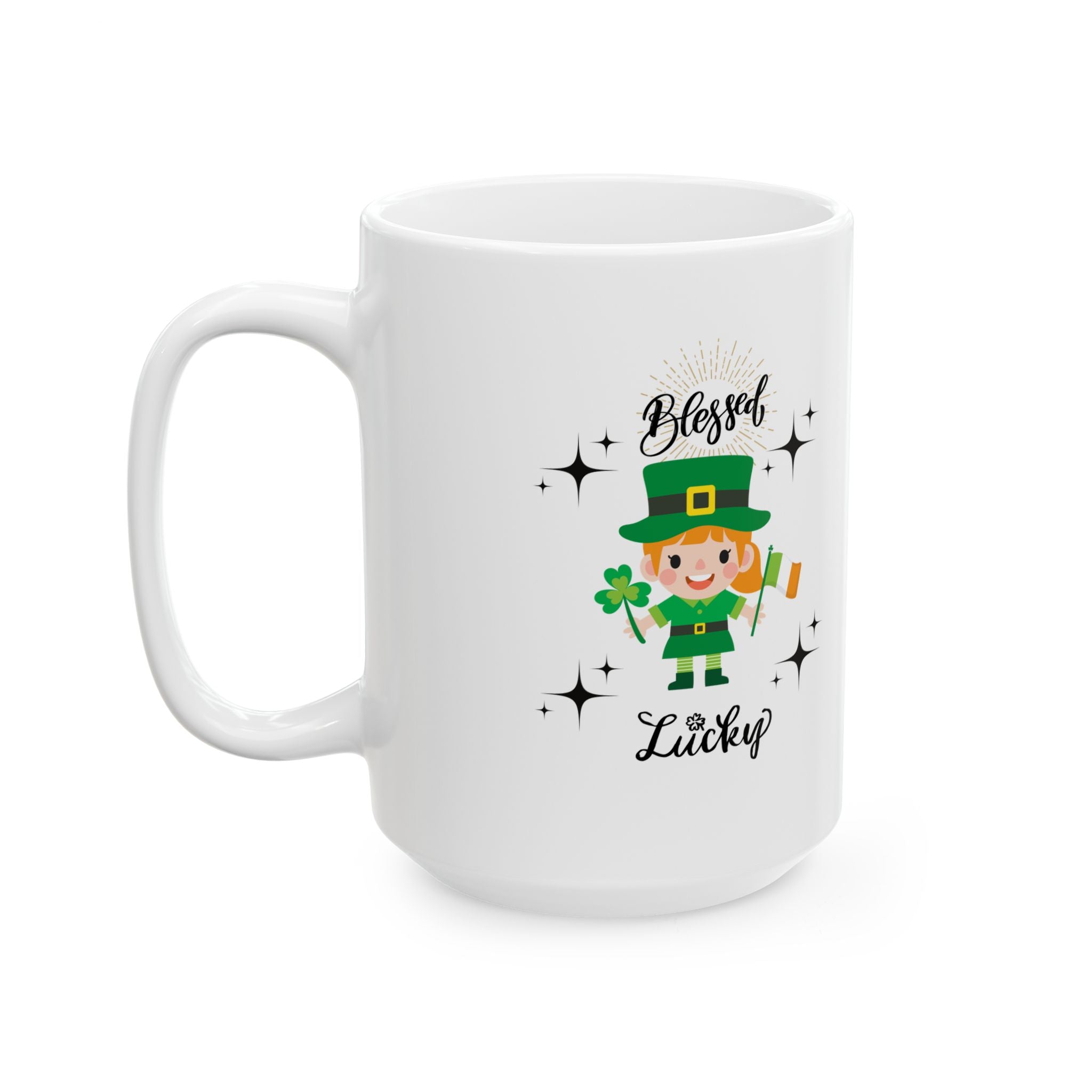 Blessed & Lucky Ceramic Mug | 11oz & 15oz | Perfect for Lucky Celebrations