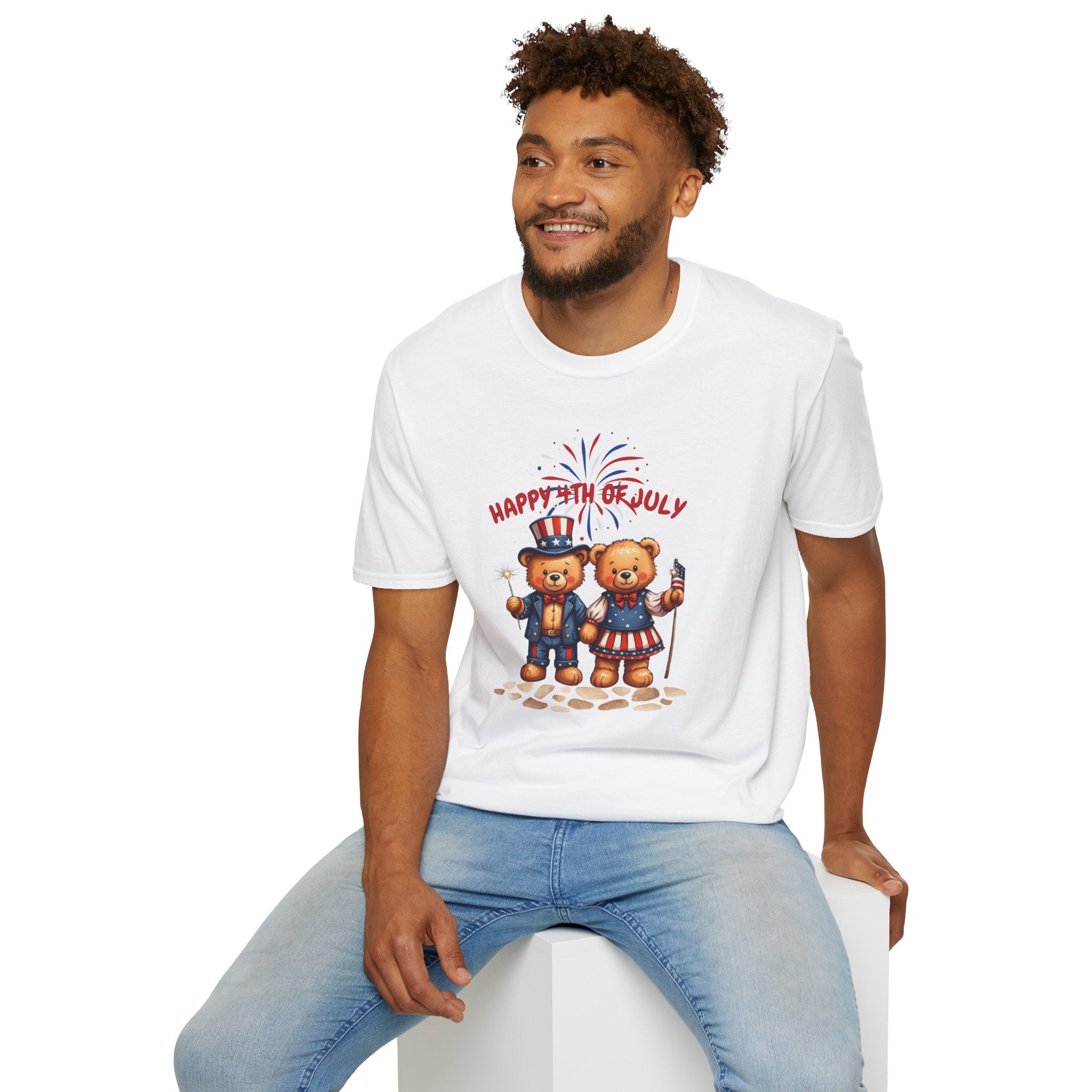 Happy 4th of July Teddy Bear Couple Unisex T-Shirt