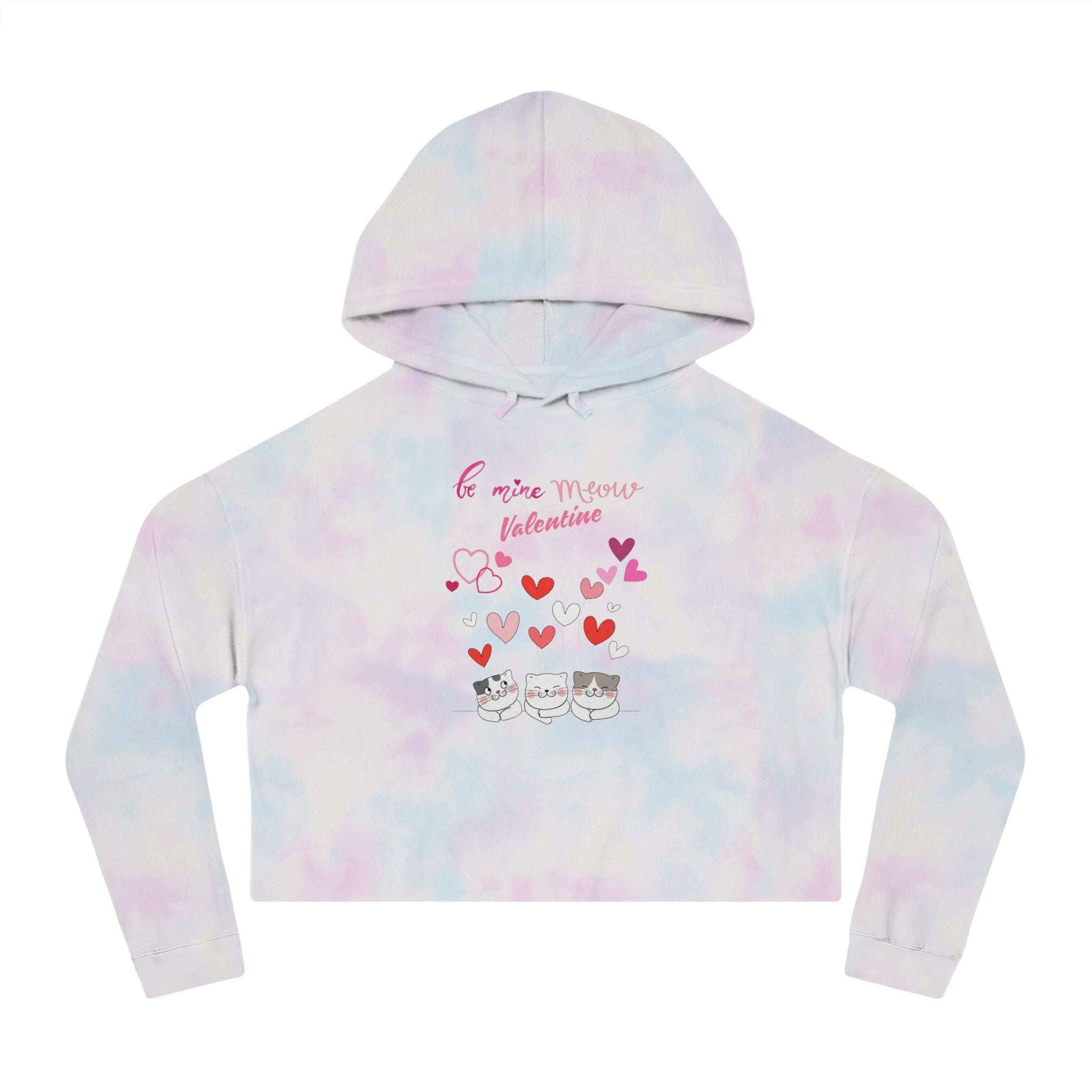 Meow Valentine's Day Women’s Cropped Hooded Sweatshirt