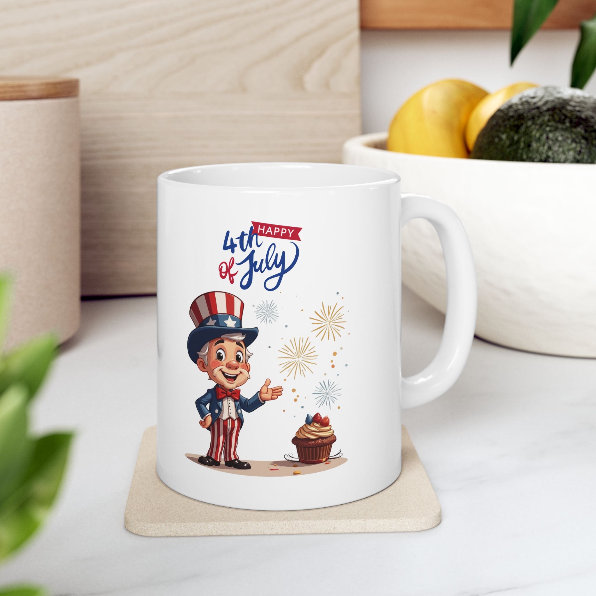 Uncle Sam Happy 4th of July Ceramic Mug