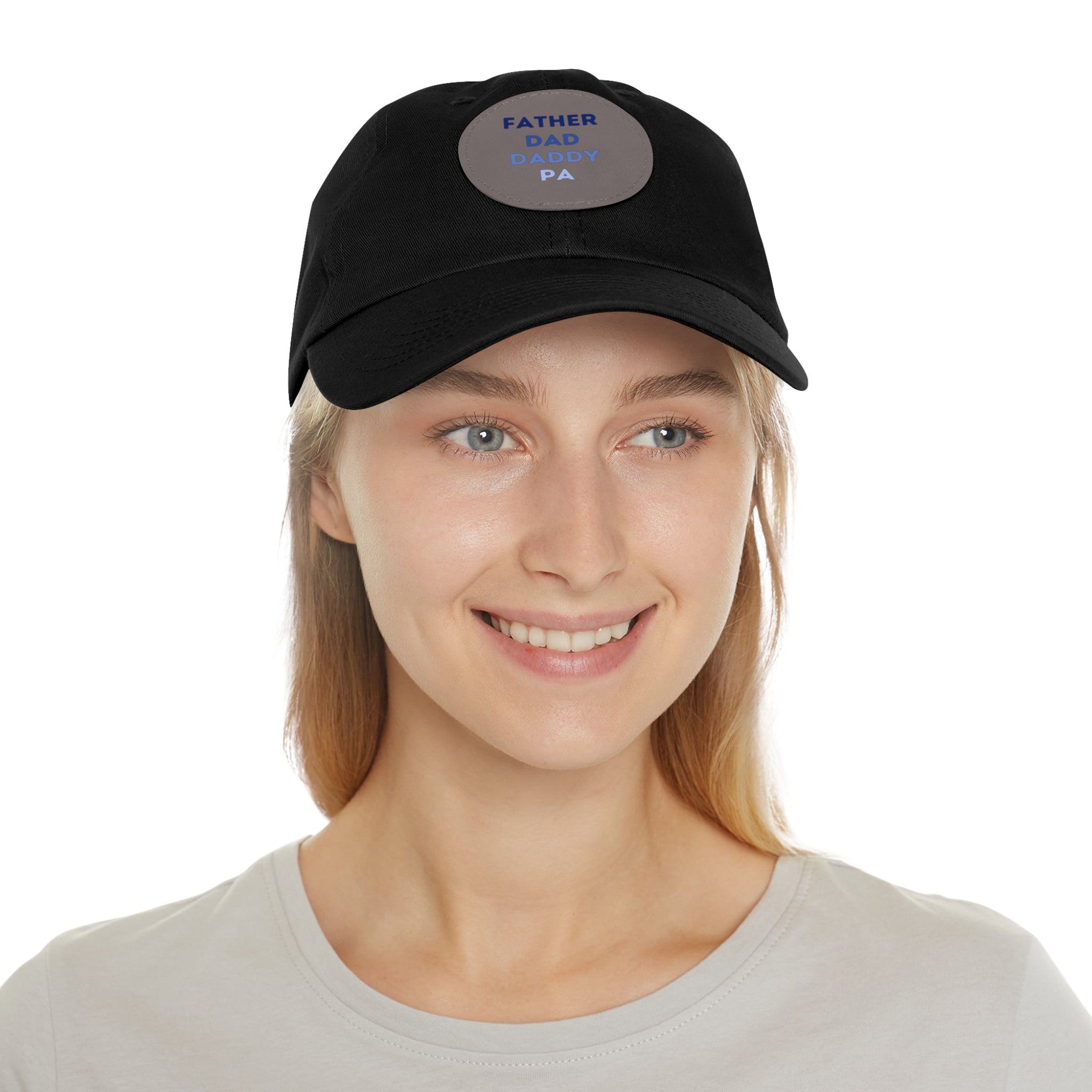 Father Dad  Daddy Pa Hat with Leather Patch (Round)