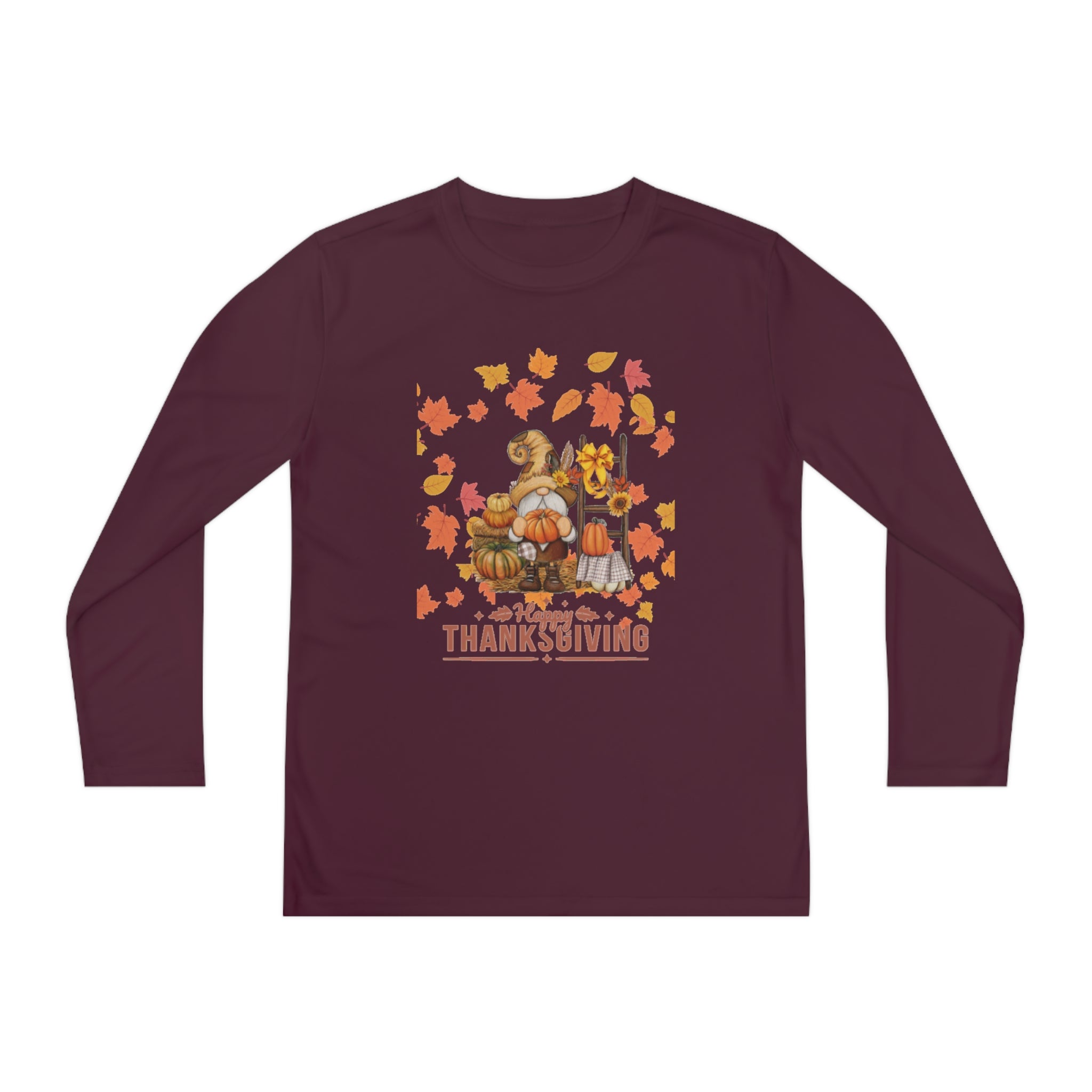 Gnome Happy Thanksgiving Youth Long Sleeve Competitor Tee