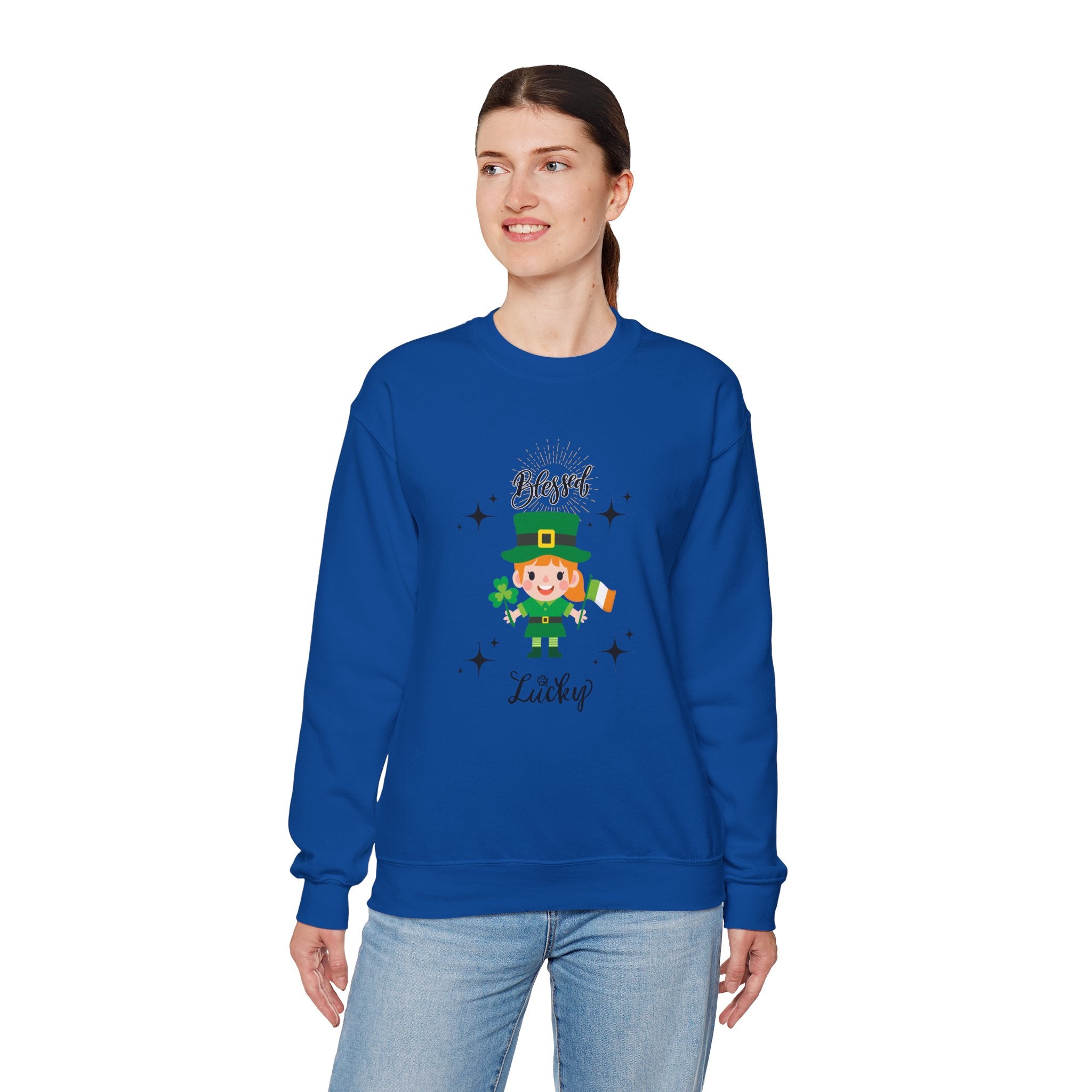 Blessed & Lucky Unisex Crewneck Sweatshirt for St. Patrick's Day
