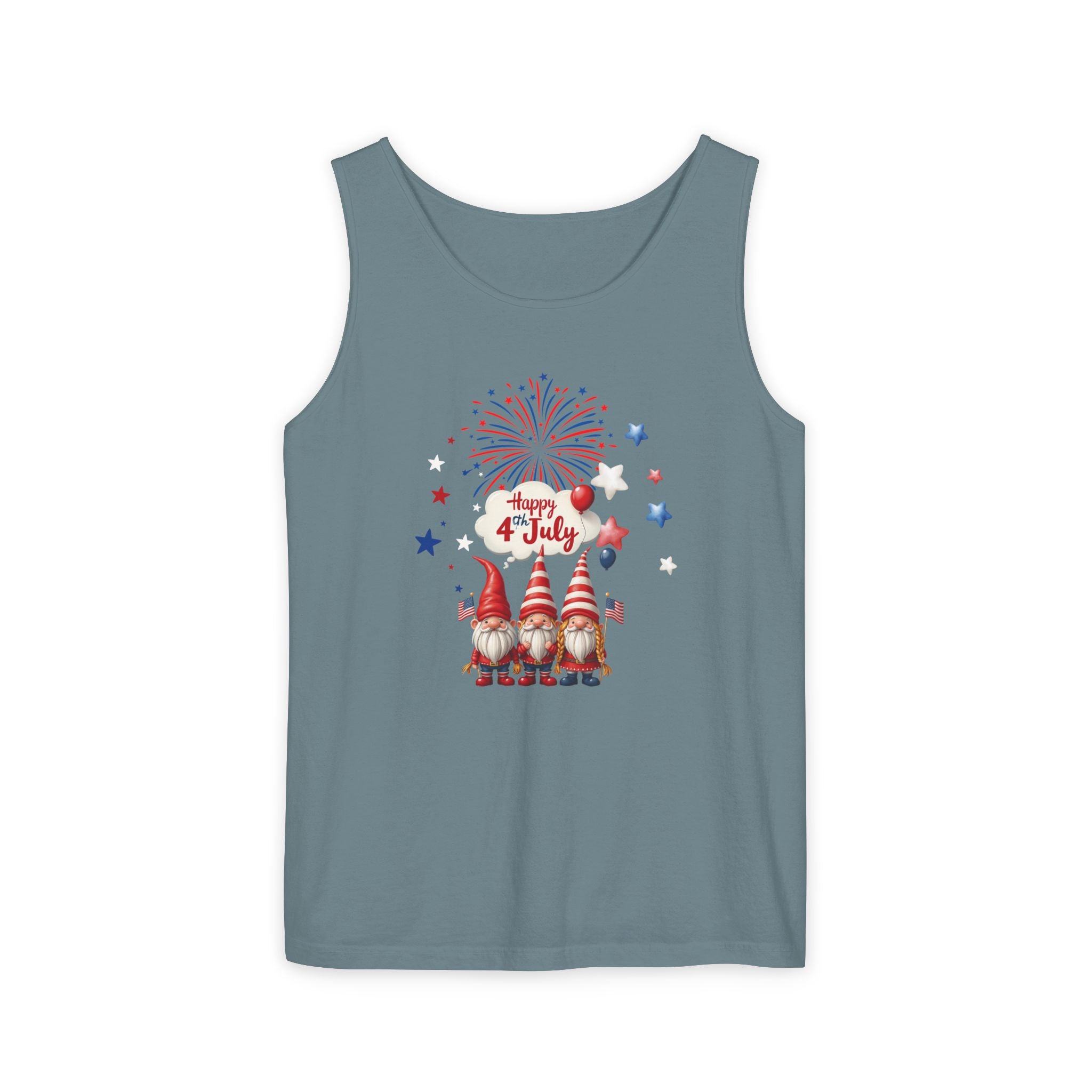Gnome 4th of July Unisex Tank Top, Festive Holiday Apparel, Casual Independence Day Wear