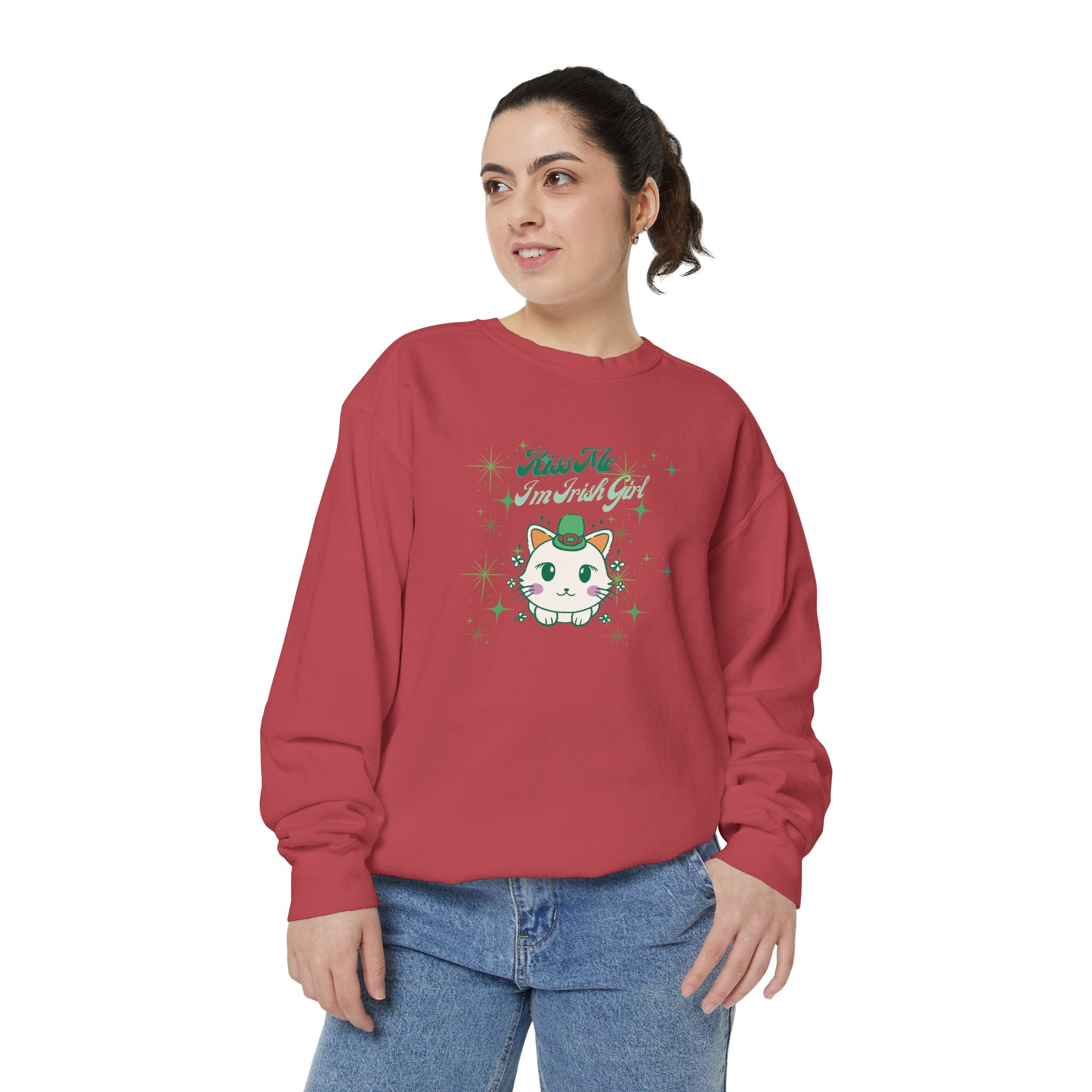 Kiss Me I'm Irish Cat Garment-Dyed Sweatshirt